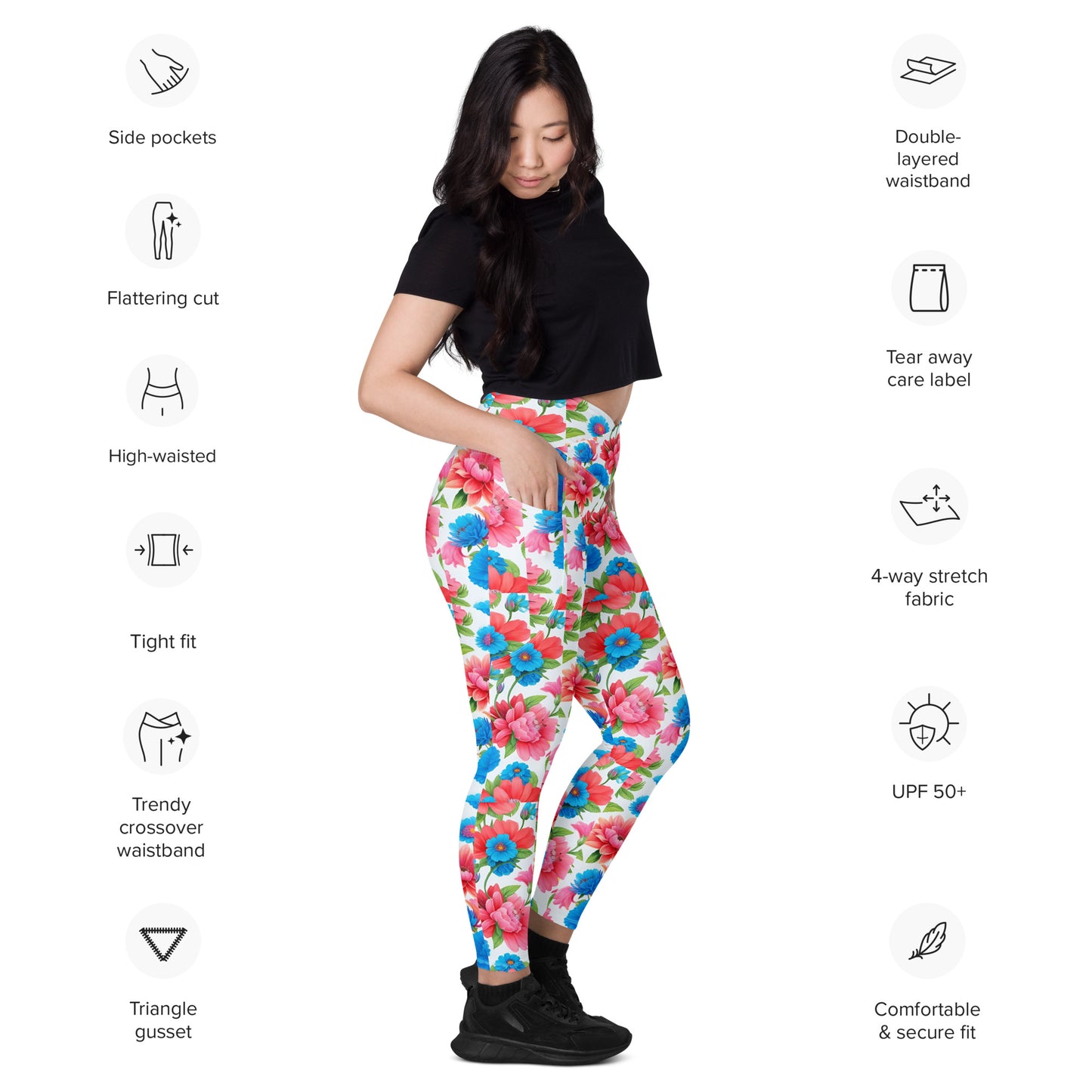 Crossover leggings with pockets