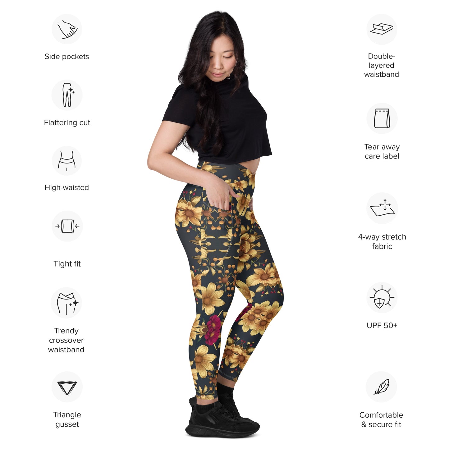 Crossover leggings with pockets