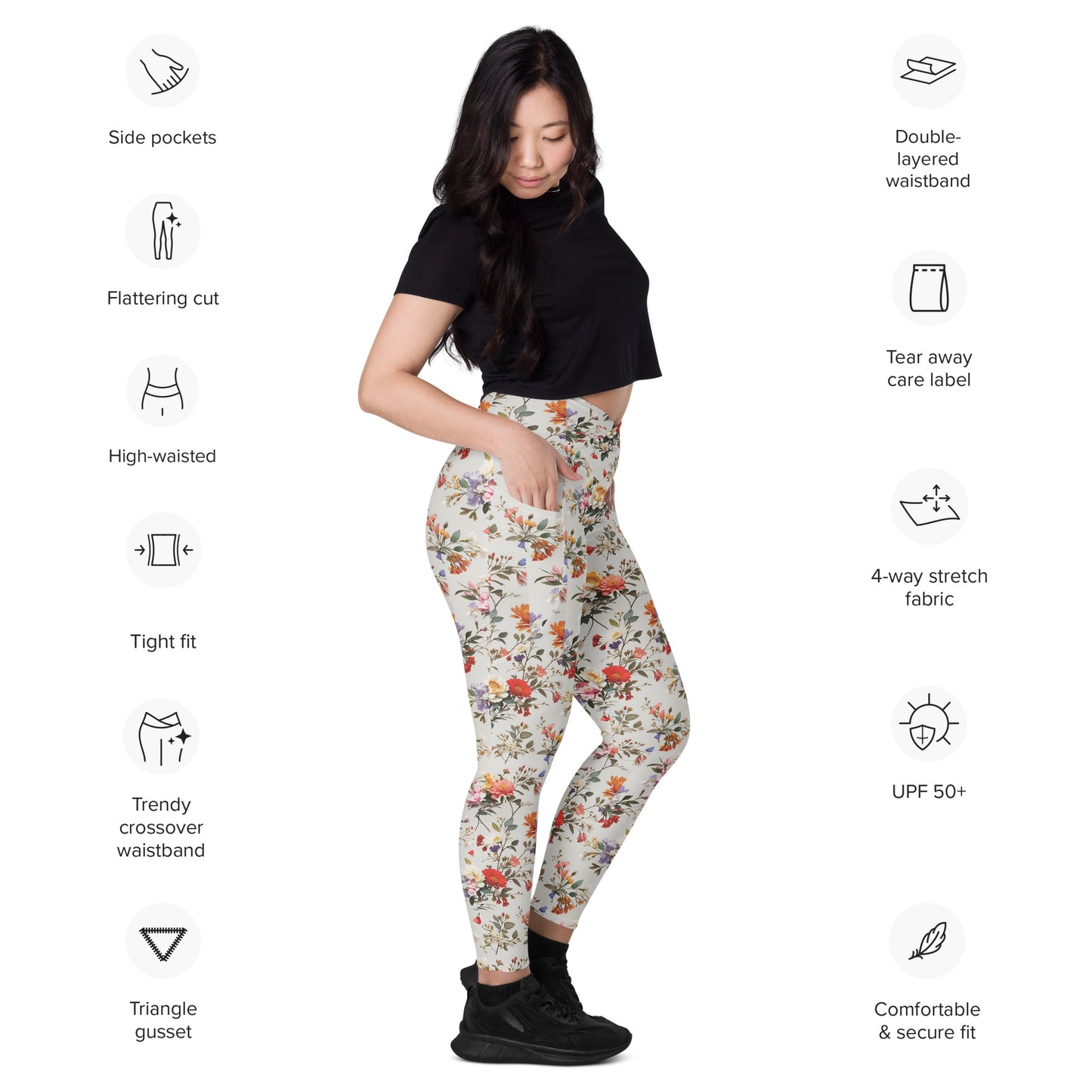 Crossover leggings with pockets