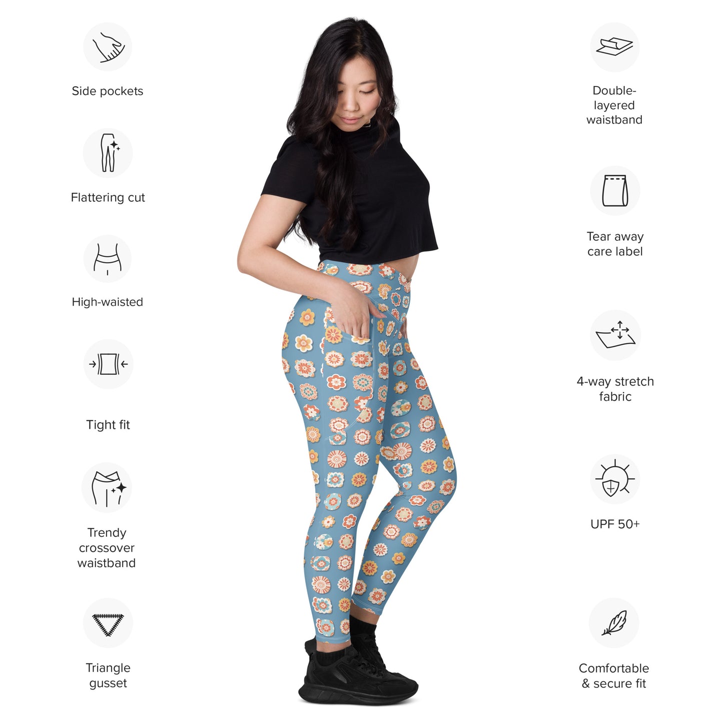 Crossover leggings with pockets