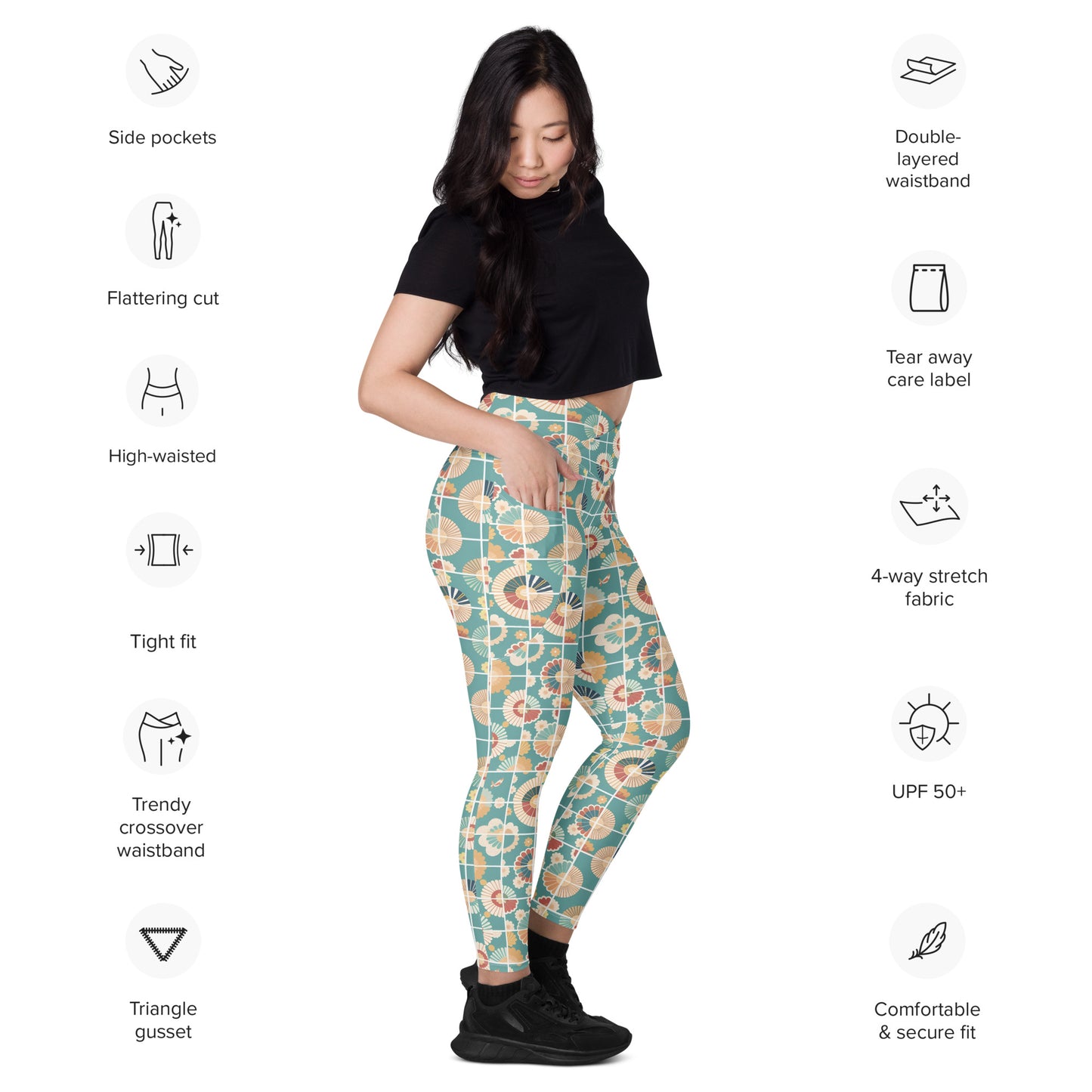 Crossover leggings with pockets