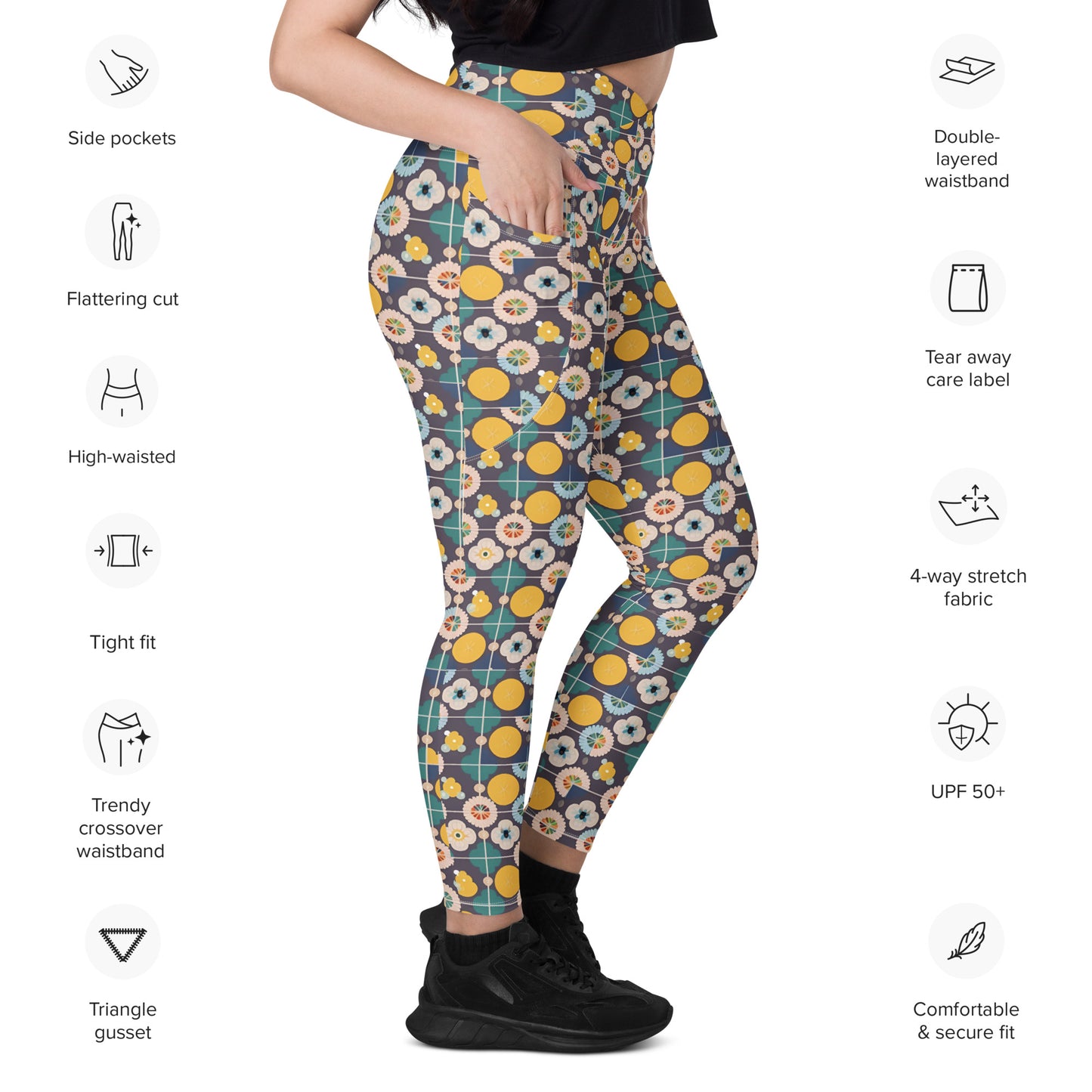 Crossover leggings with pockets