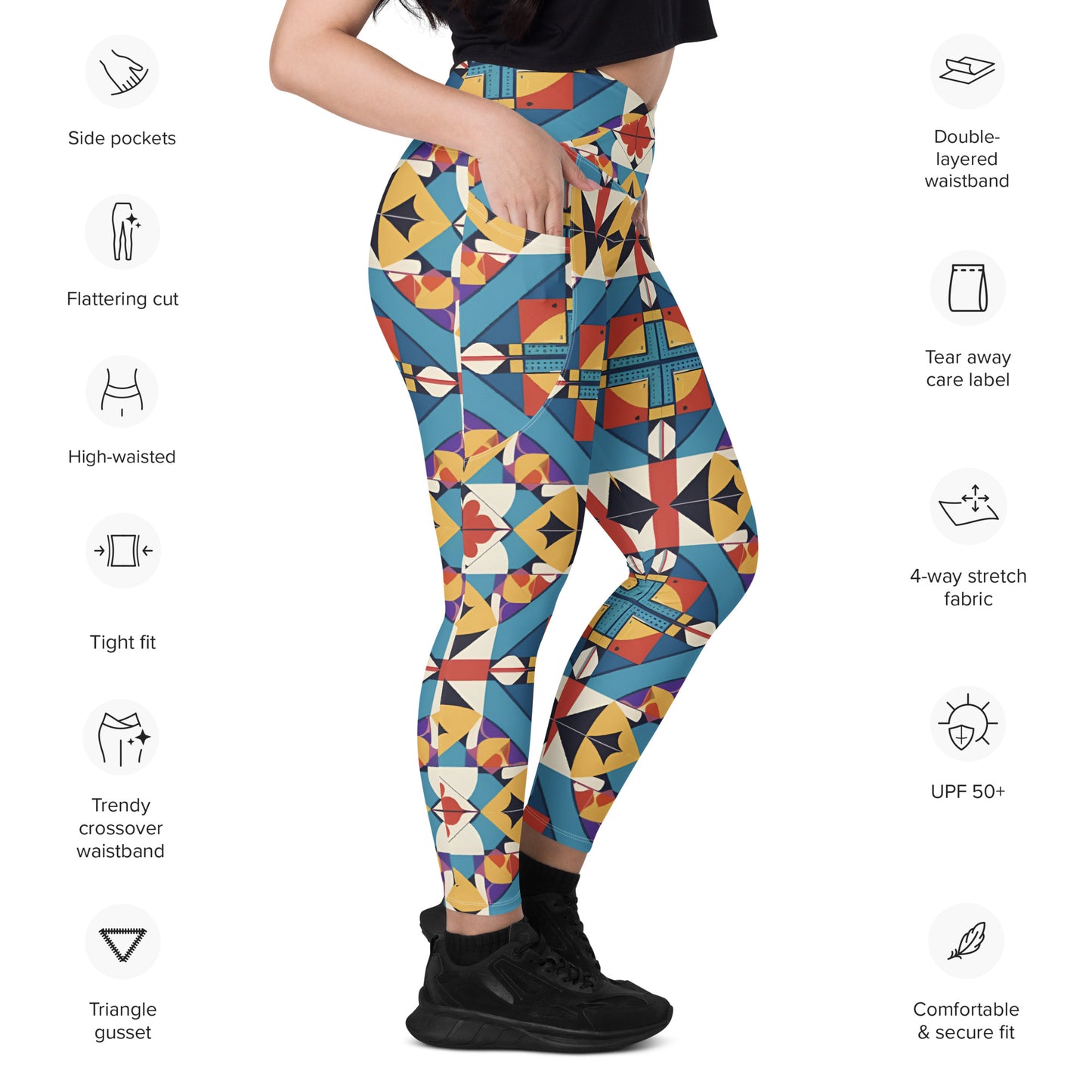 Crossover leggings with pockets