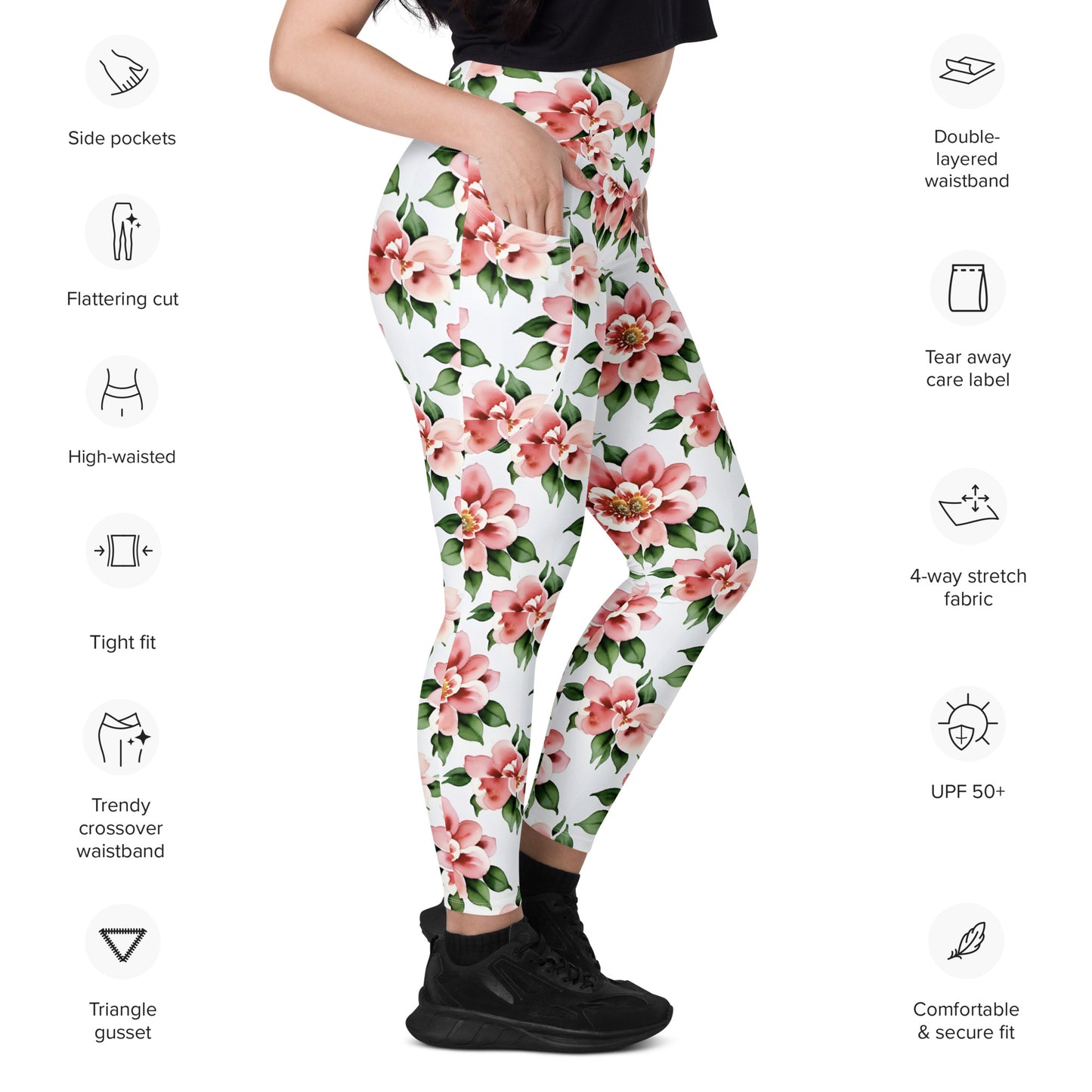 Crossover leggings with pockets