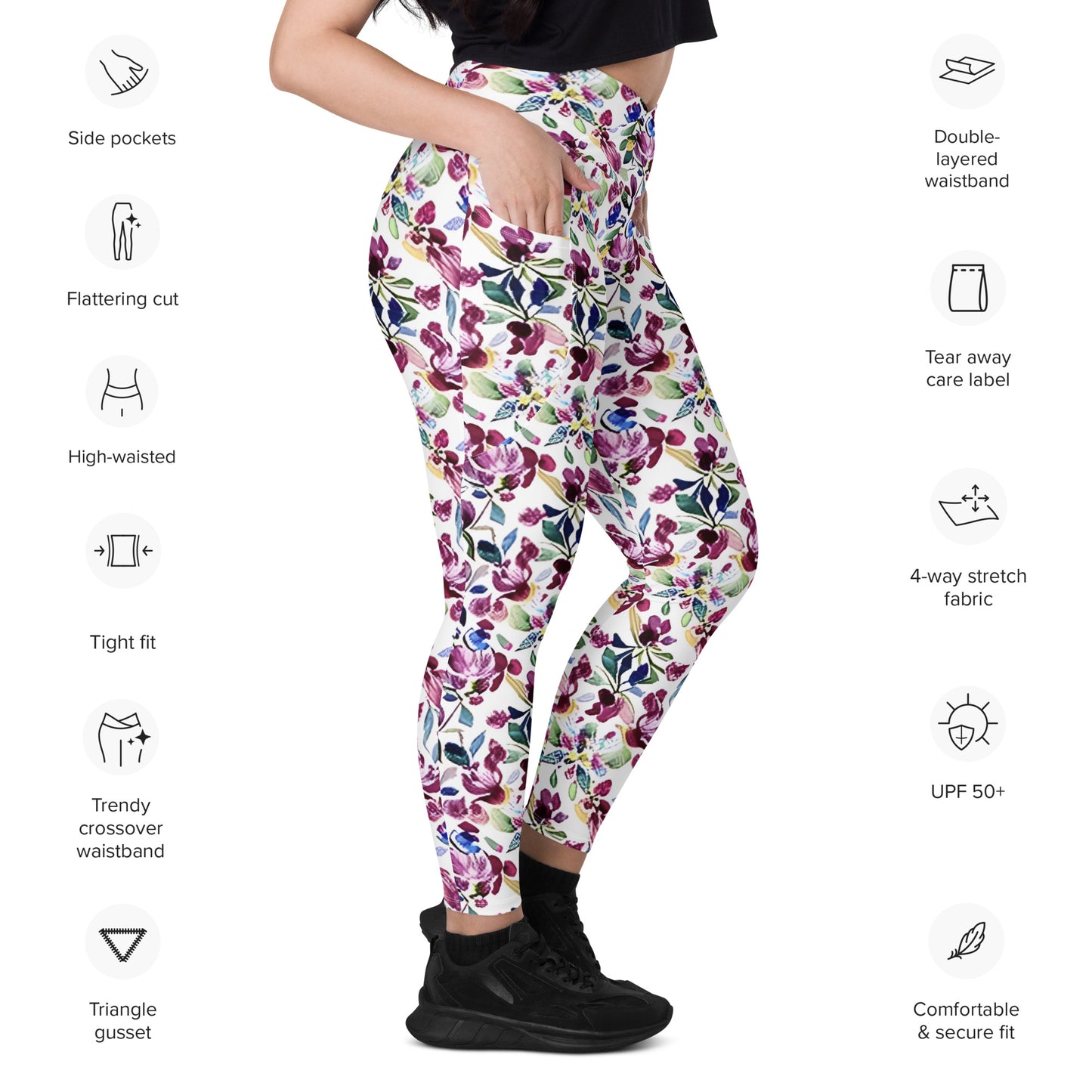 Crossover leggings with pockets