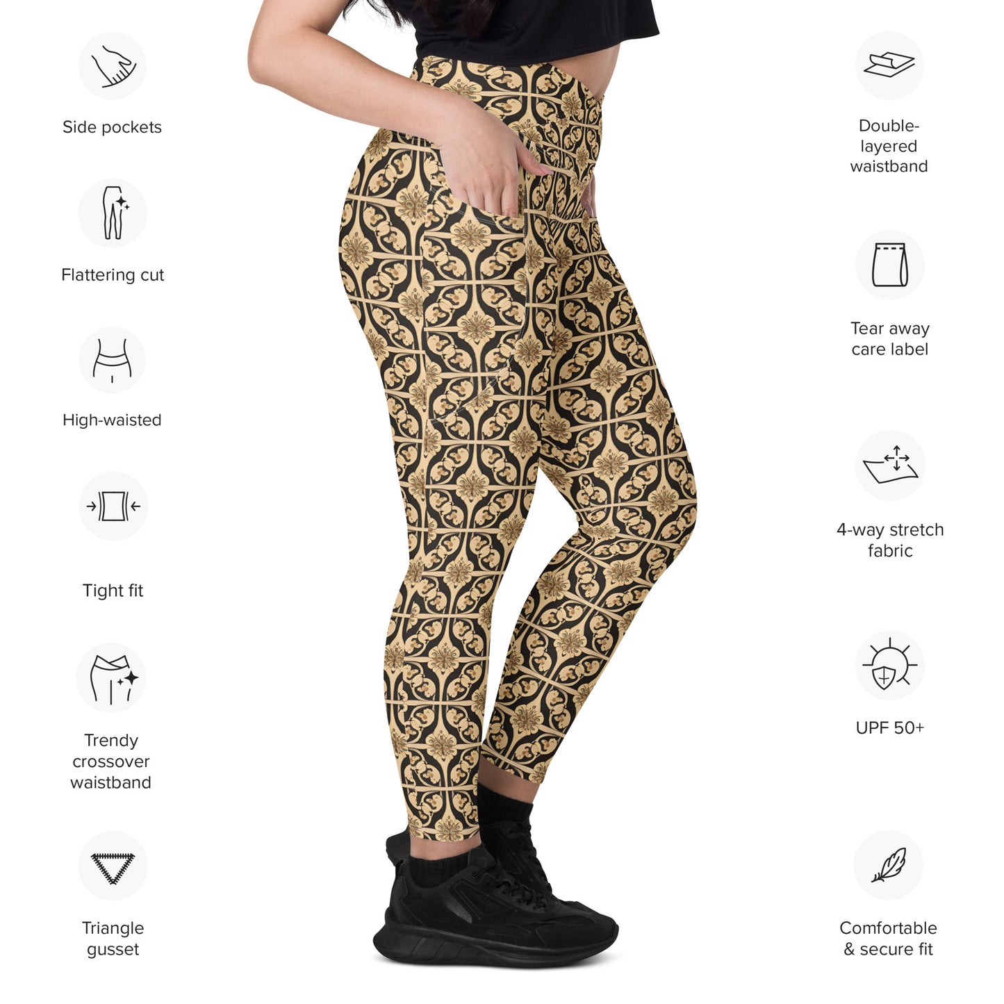 Crossover leggings with pockets