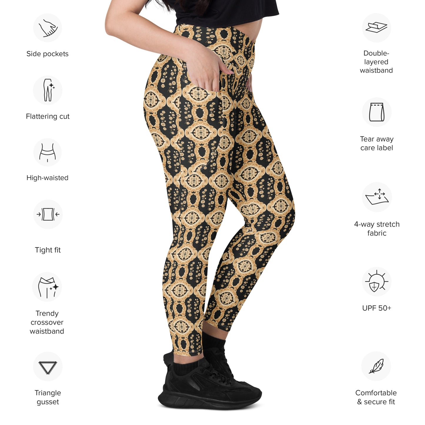 Crossover leggings with pockets