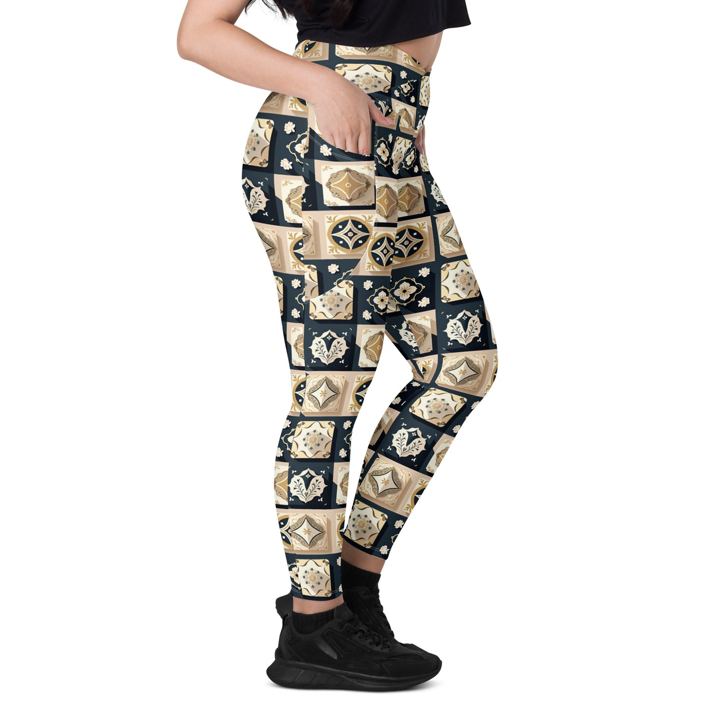 Crossover leggings with pockets