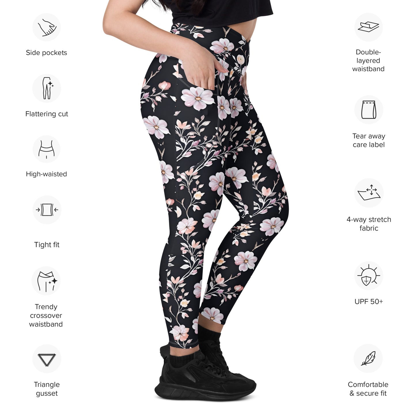 Crossover leggings with pockets