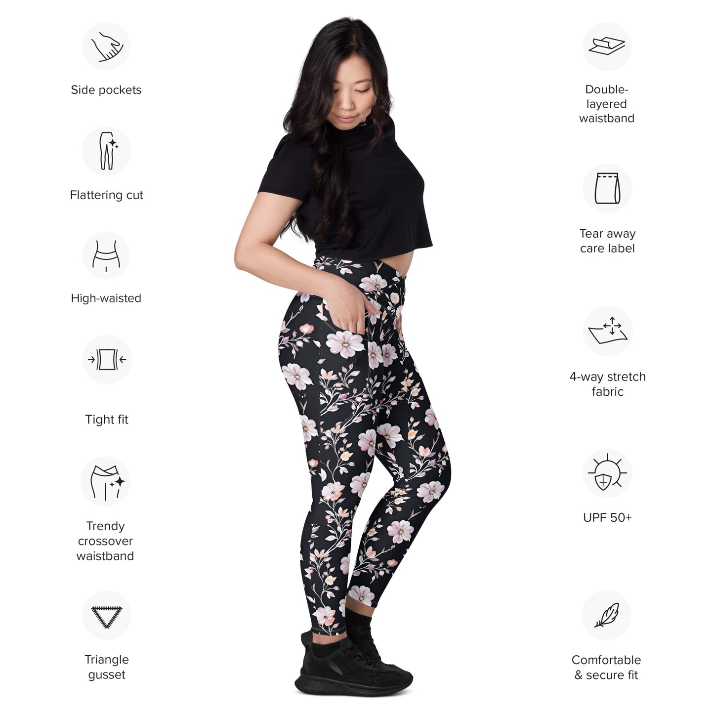 Crossover leggings with pockets