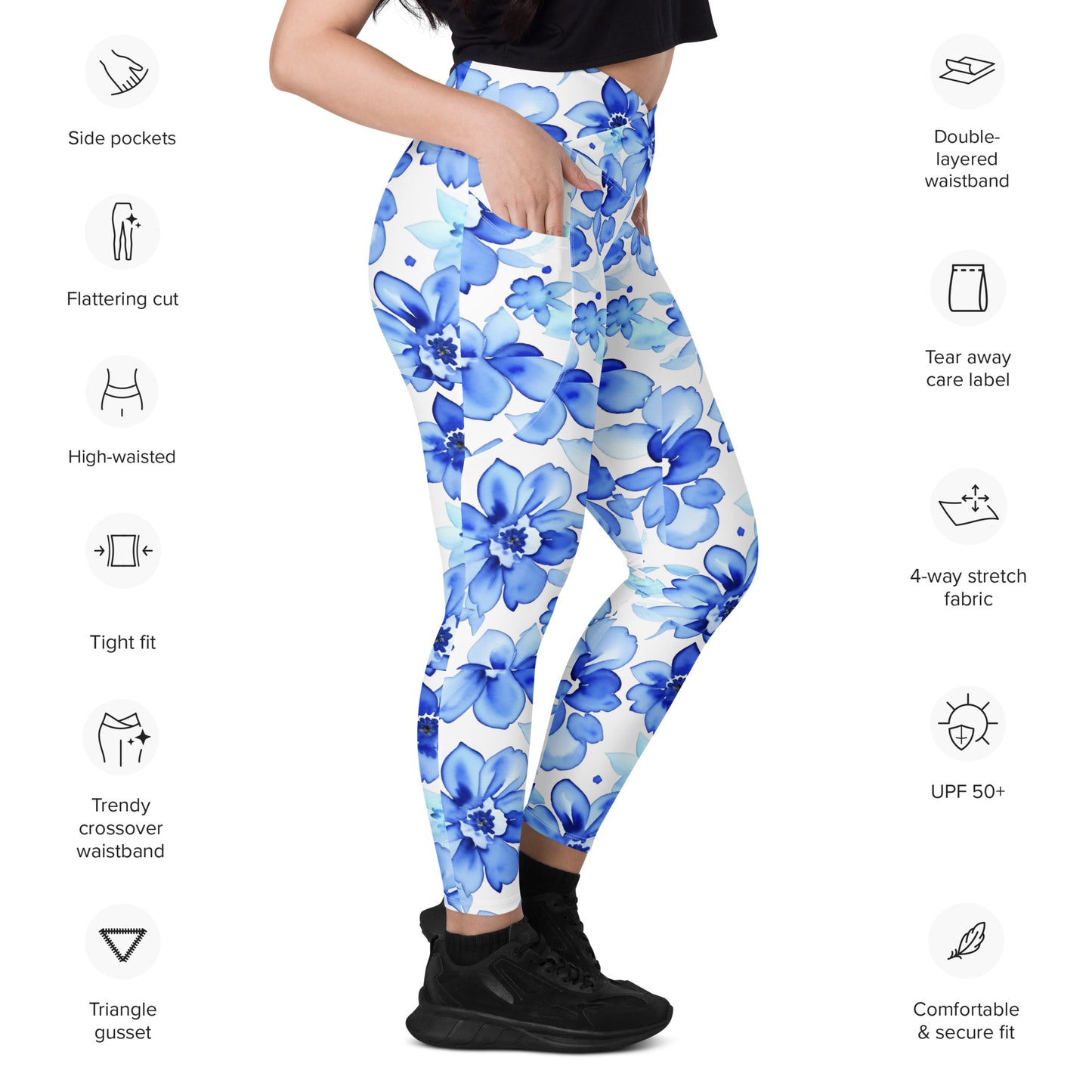 Crossover leggings with pockets