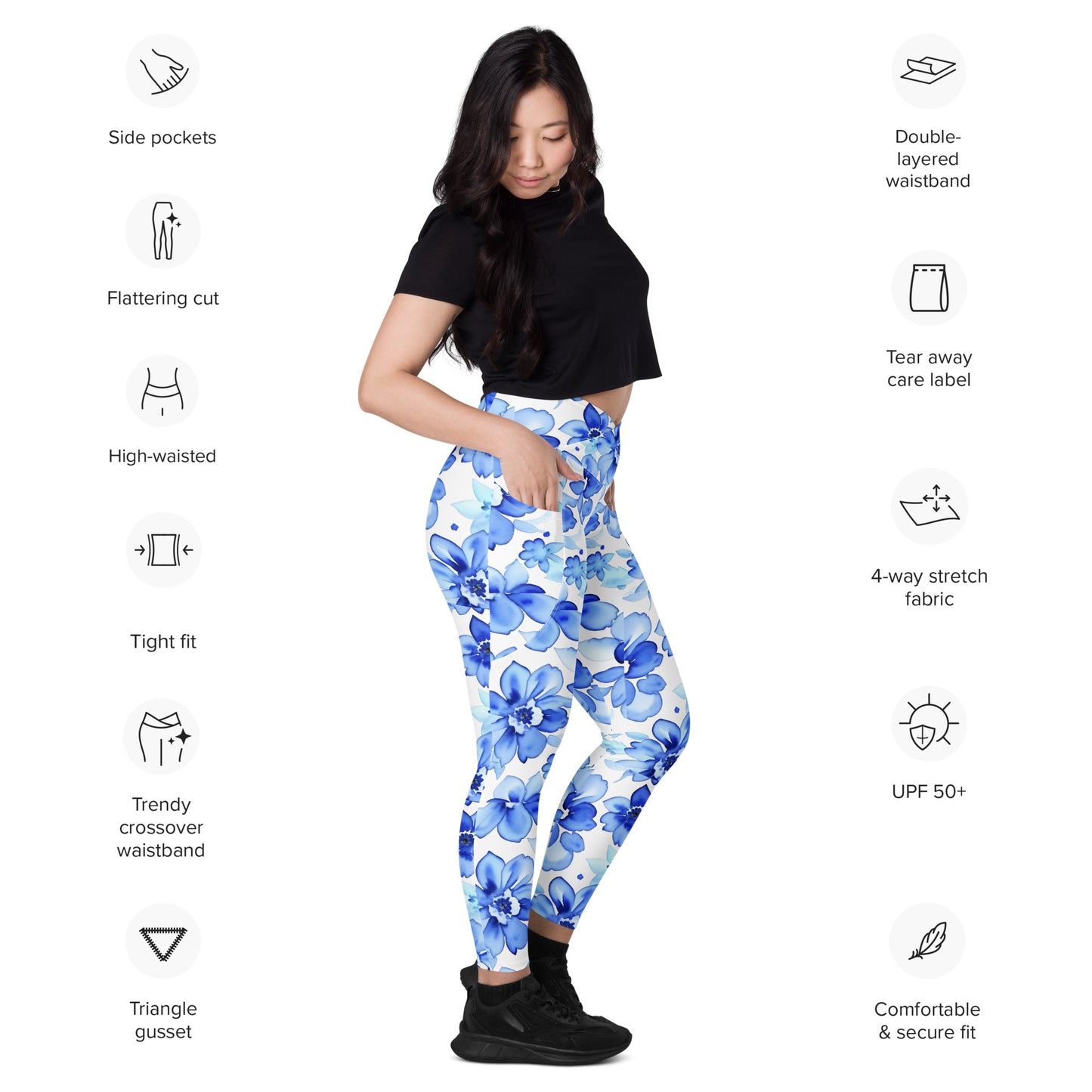 Crossover leggings with pockets