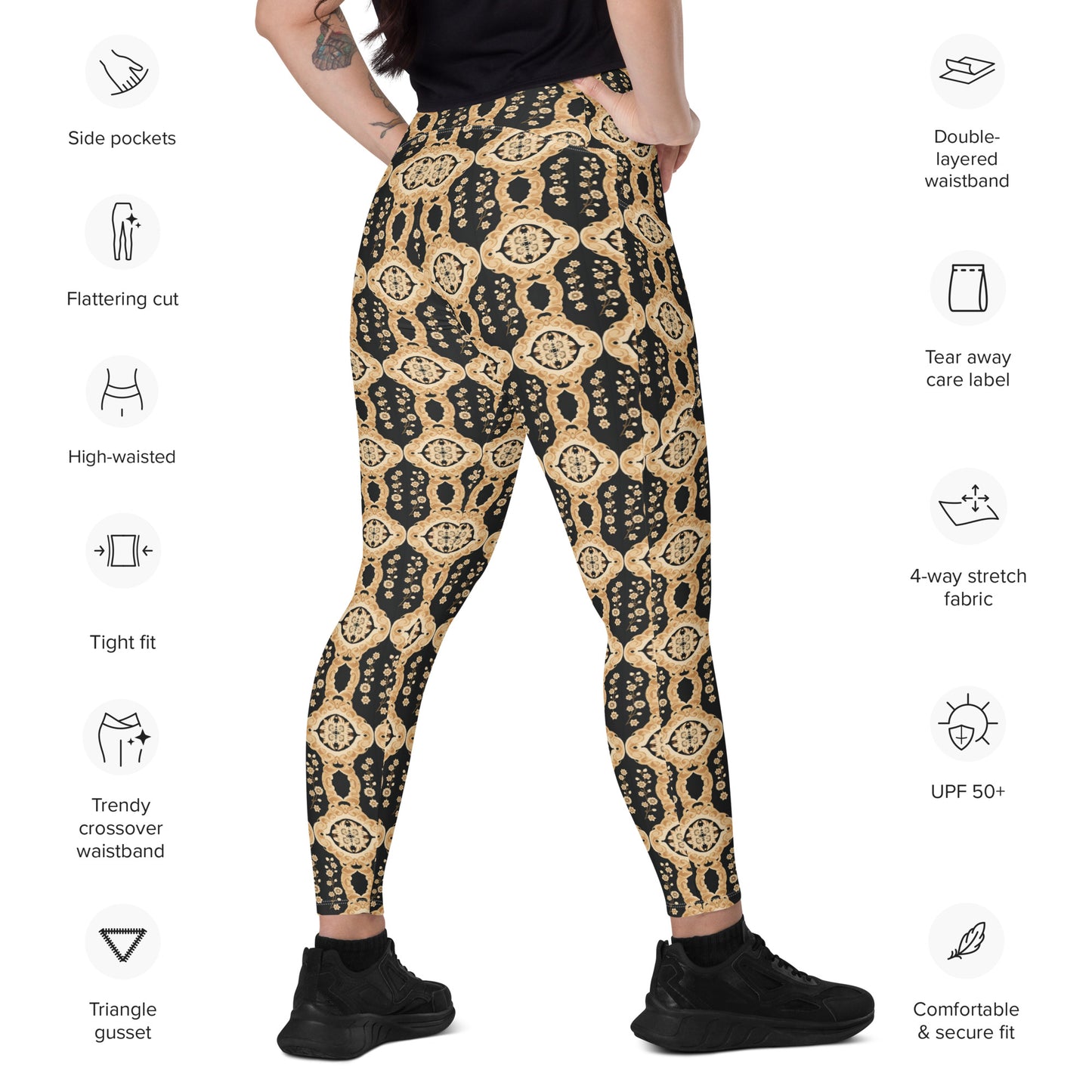 Crossover leggings with pockets