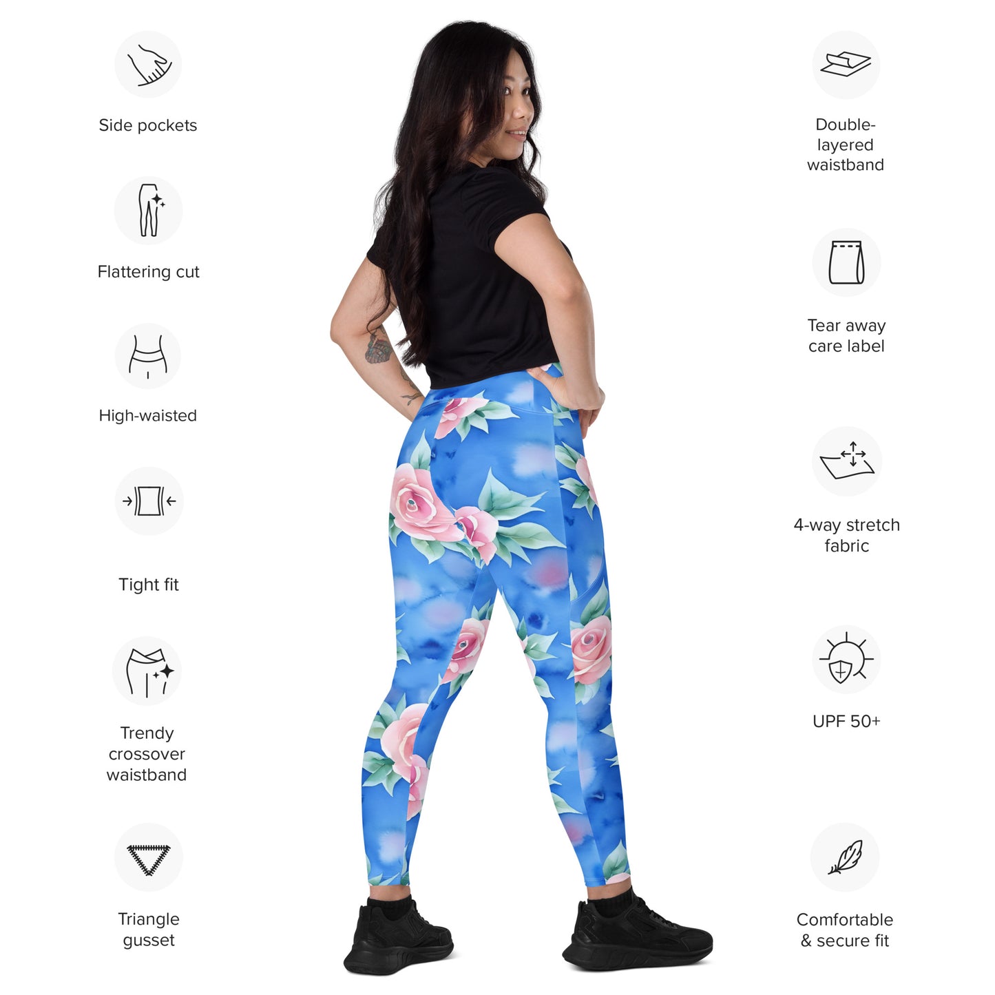 Crossover leggings with pockets