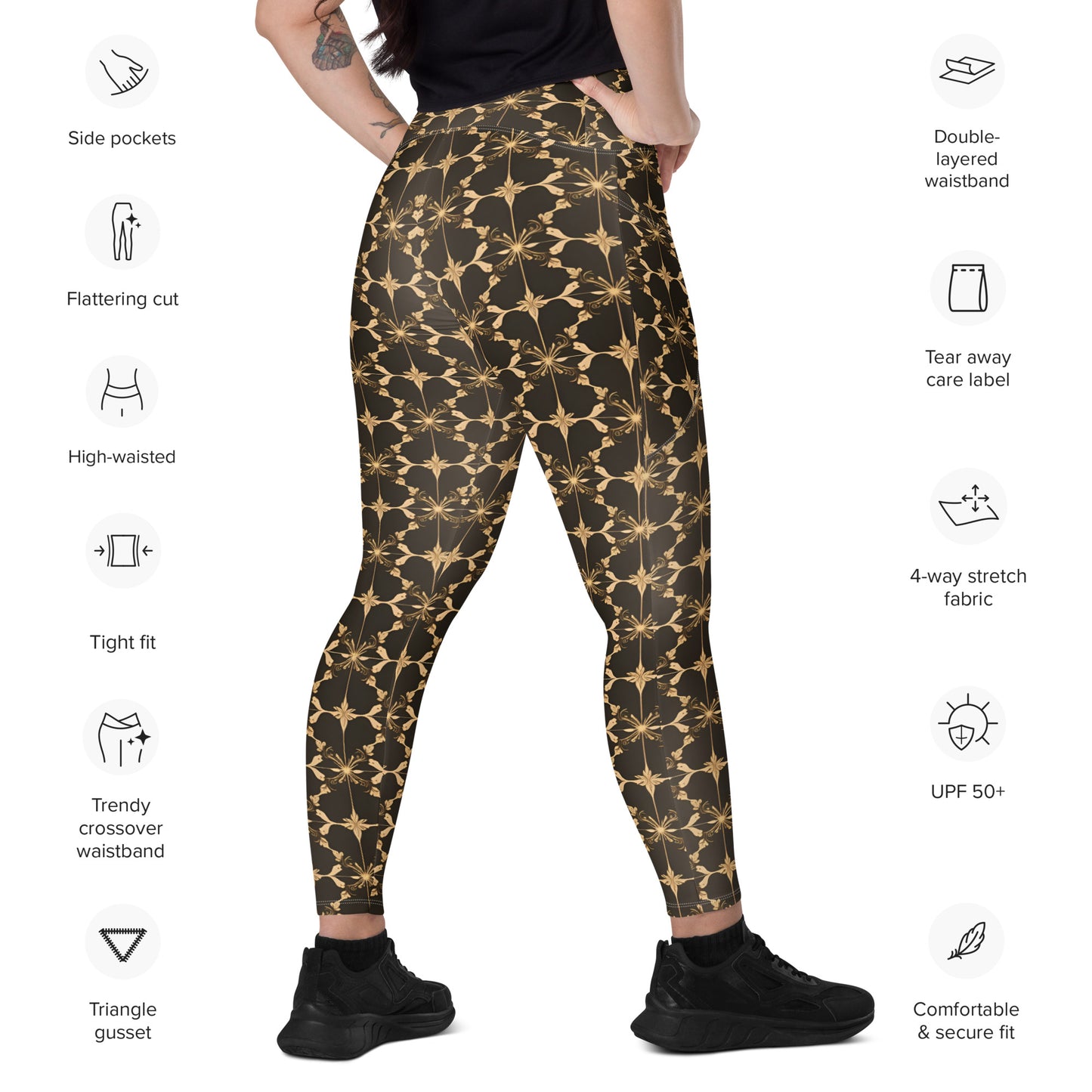 Crossover leggings with pockets