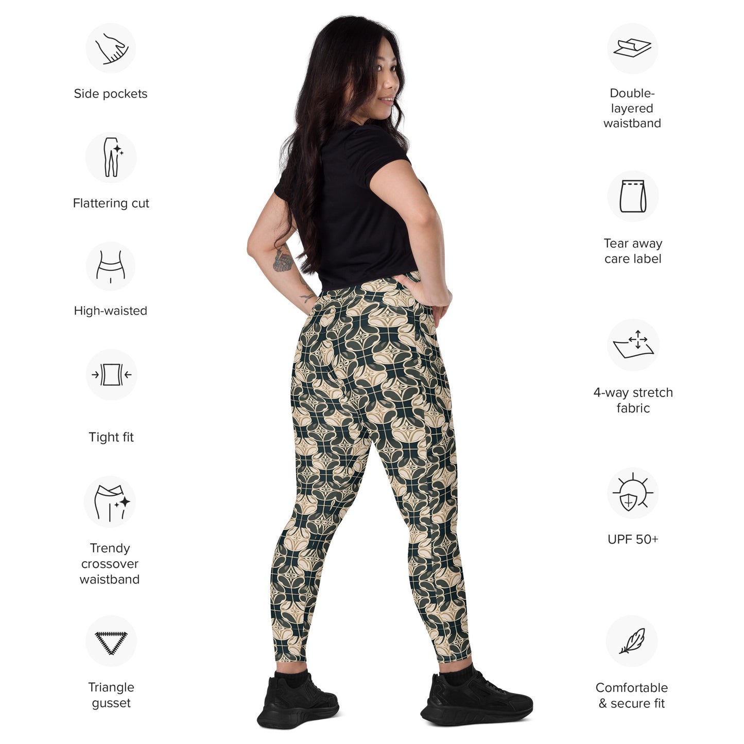 Crossover leggings with pockets