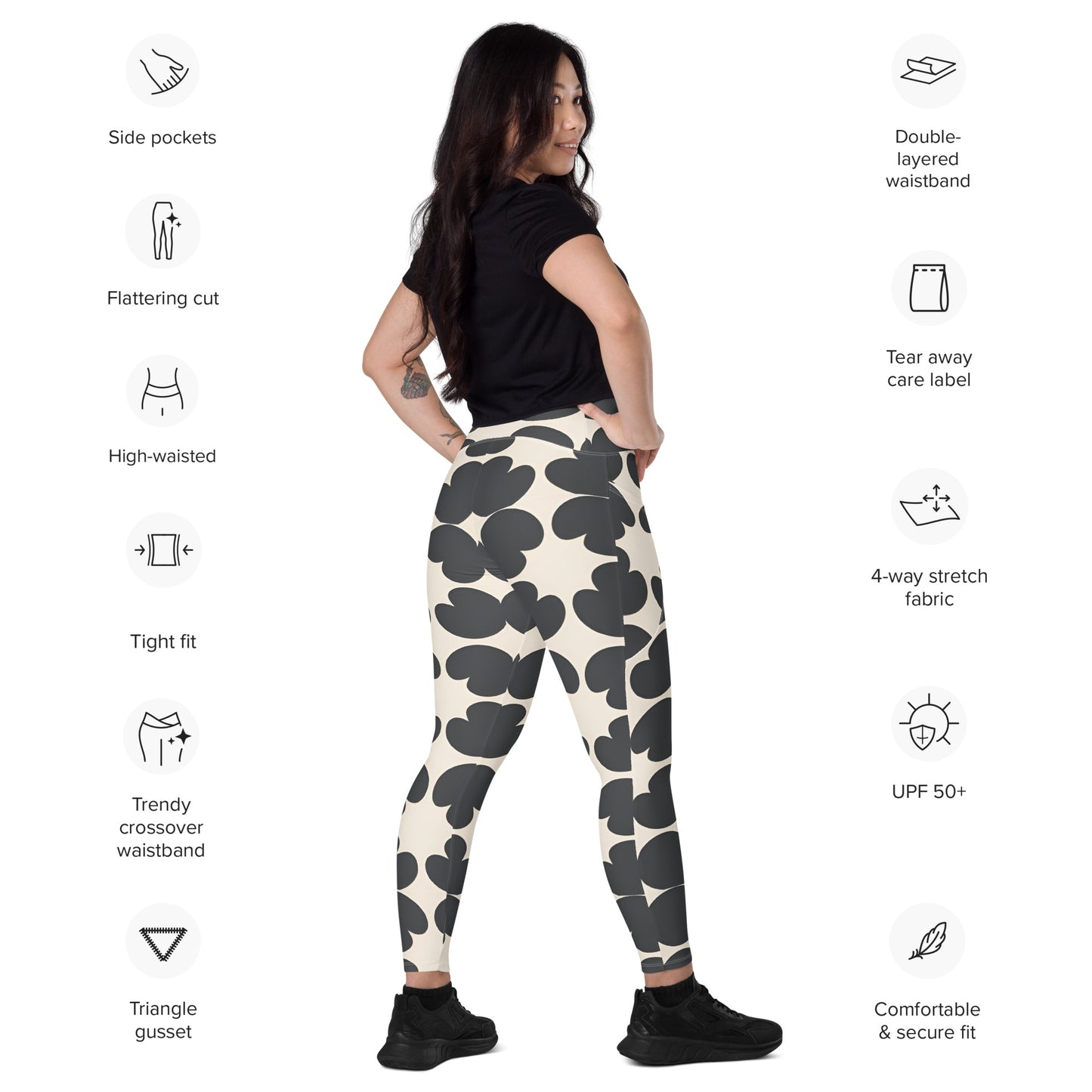 Crossover leggings with pockets