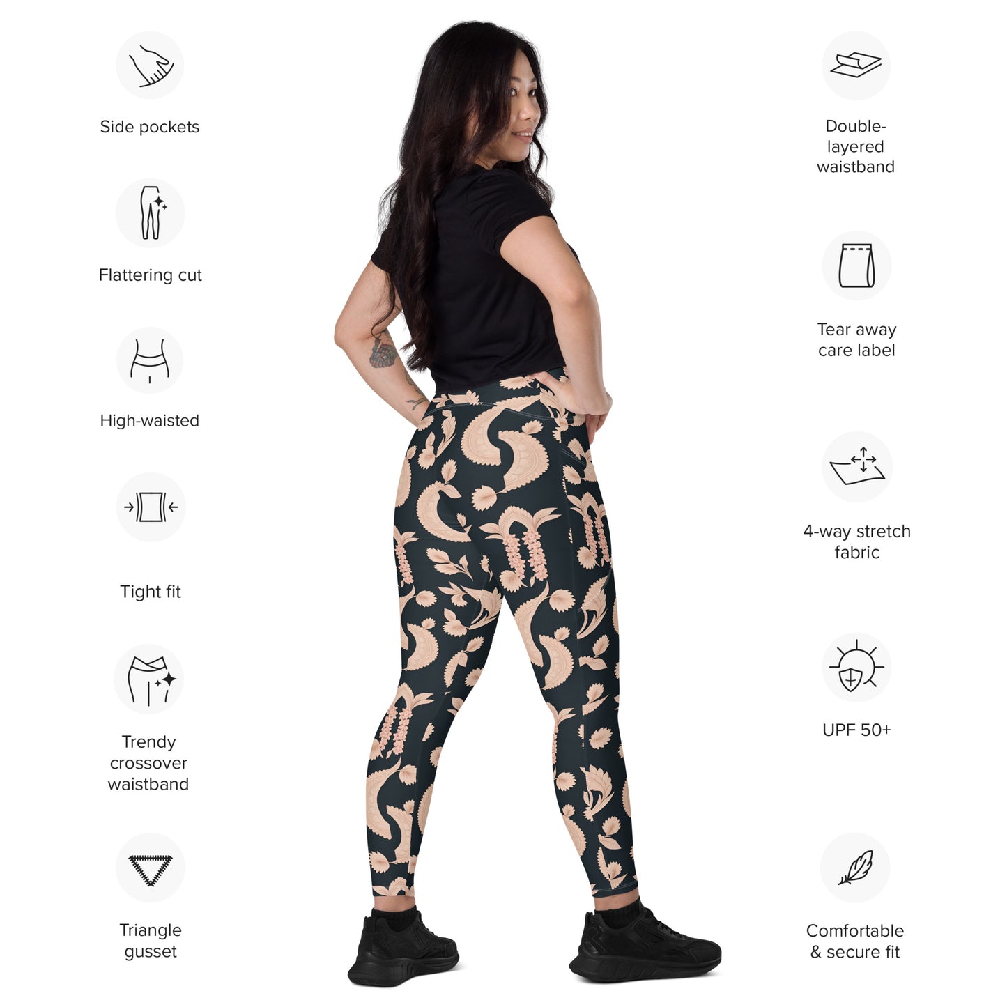 Crossover leggings with pockets