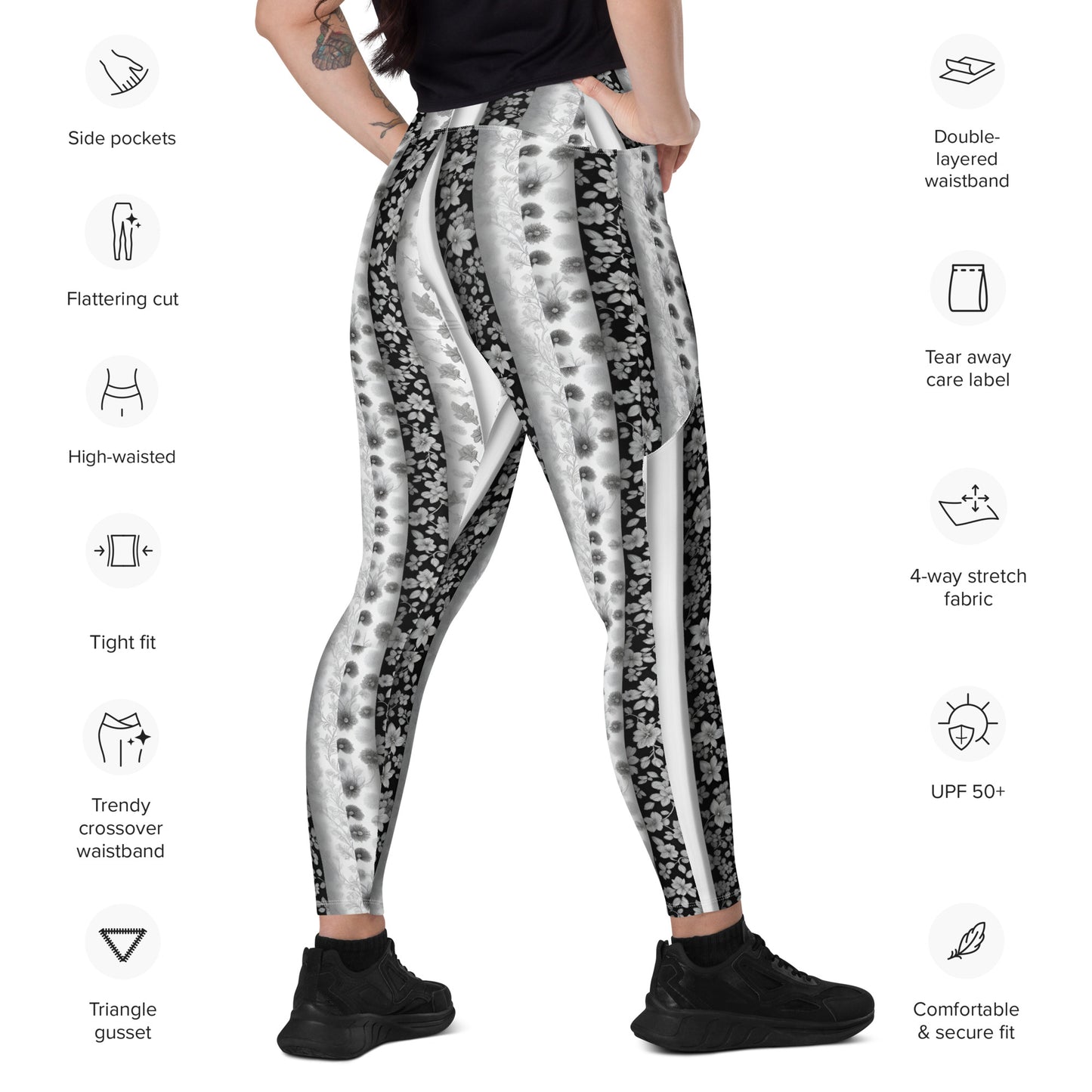 Crossover leggings with pockets