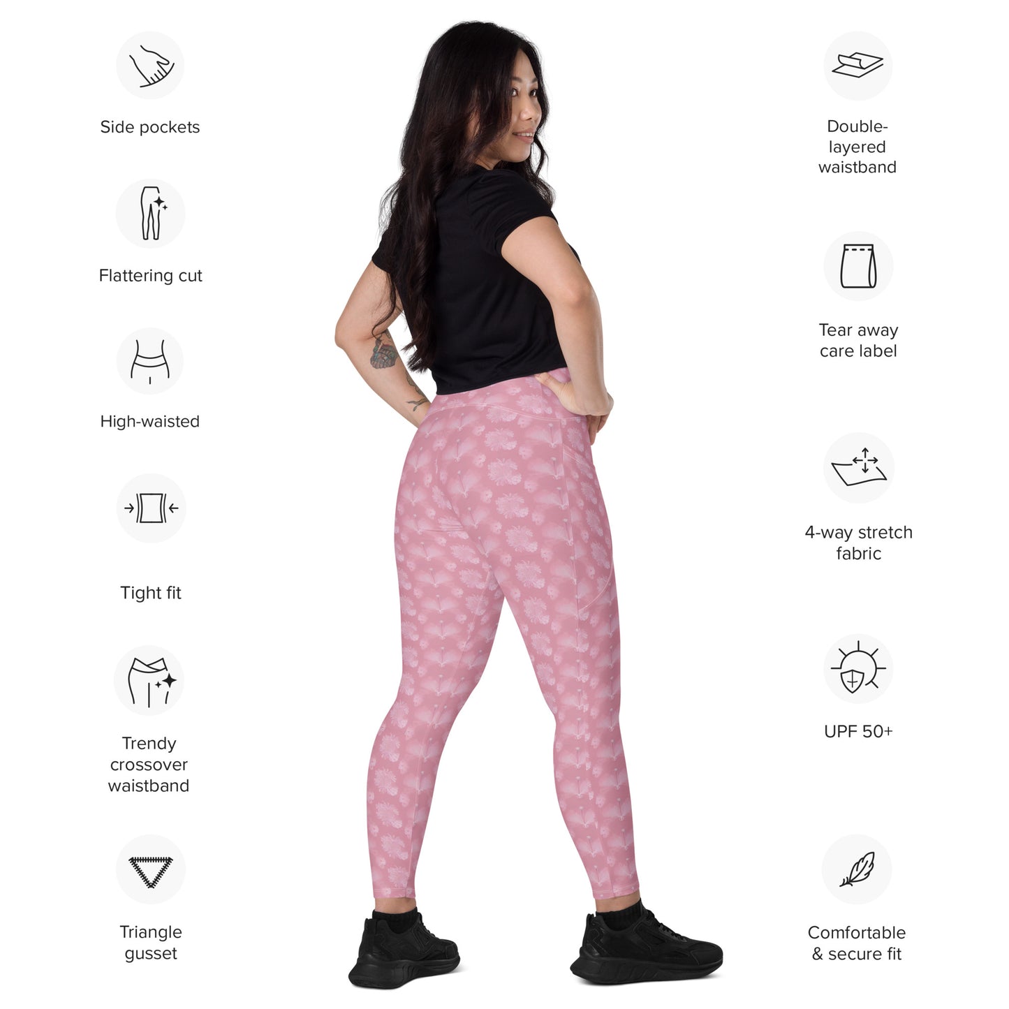 Crossover leggings with pockets