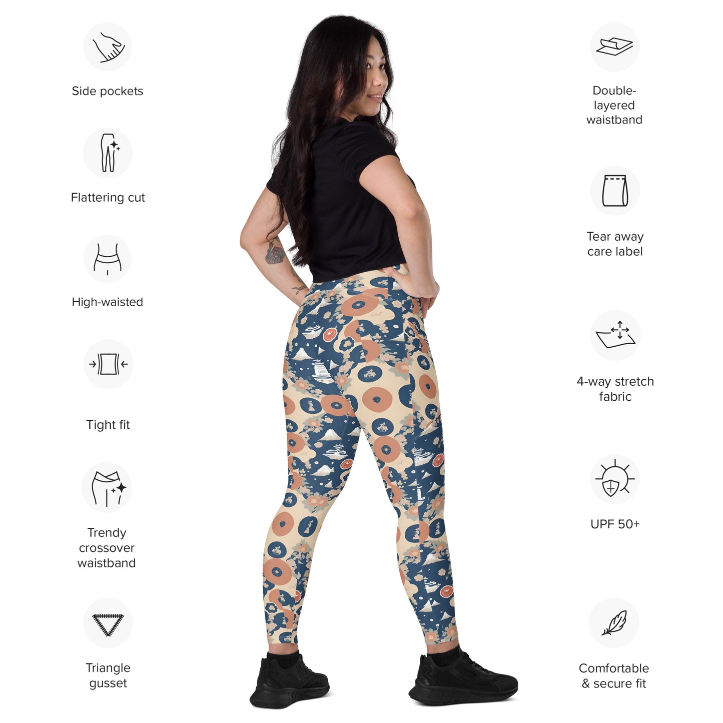 Crossover leggings with pockets