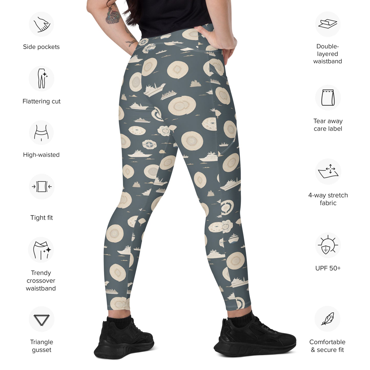 Crossover leggings with pockets