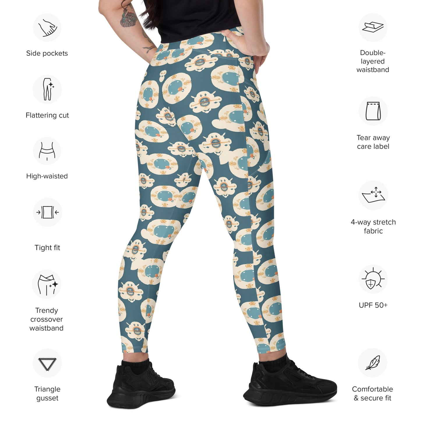 Crossover leggings with pockets