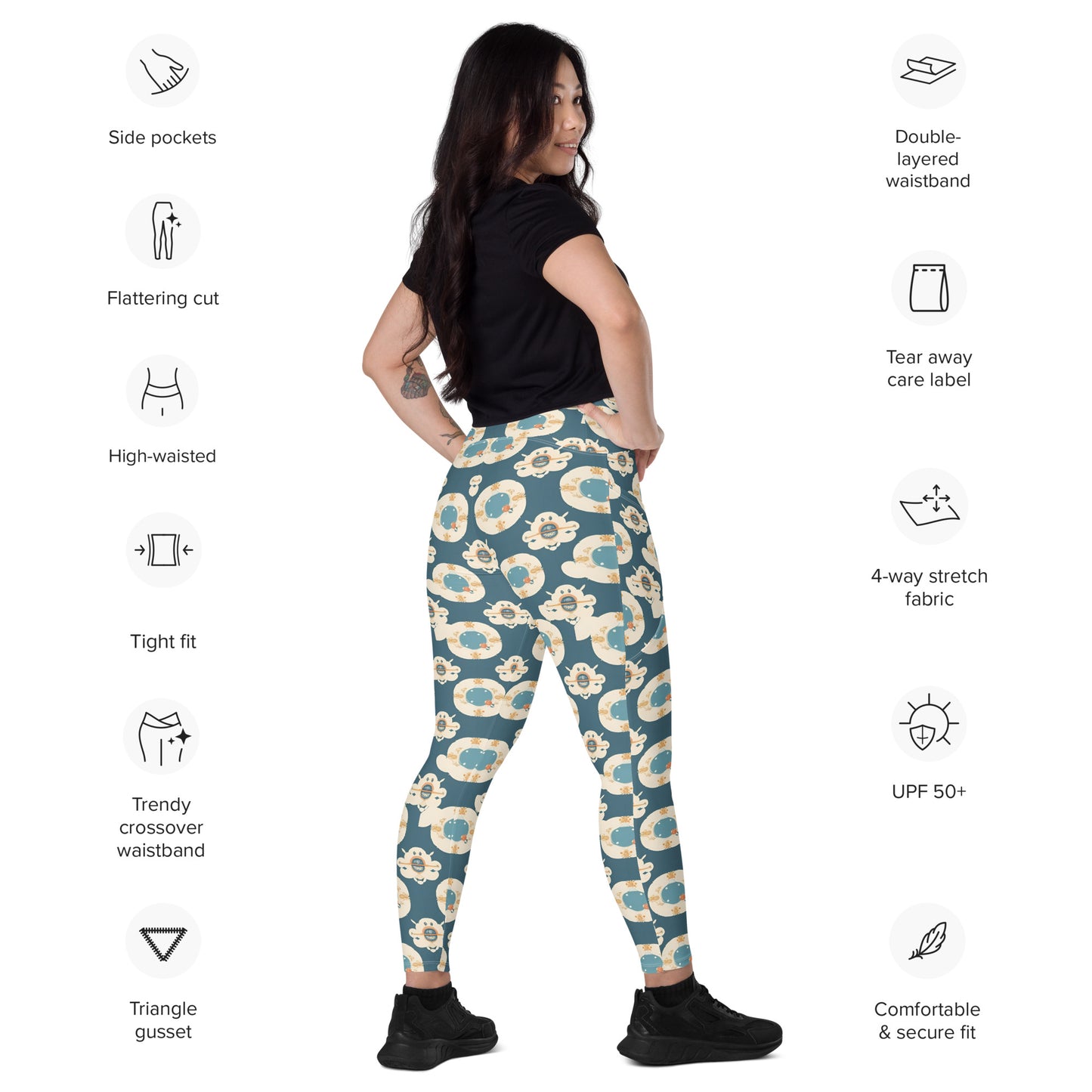 Crossover leggings with pockets