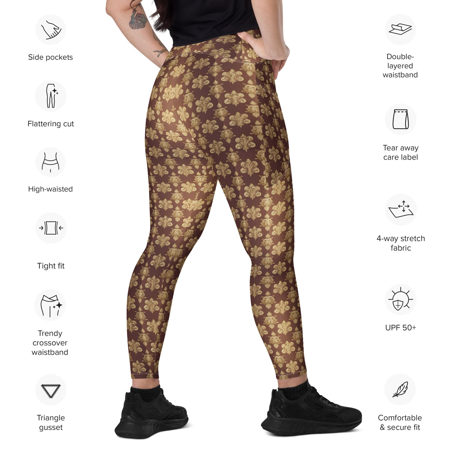 Crossover leggings with pockets