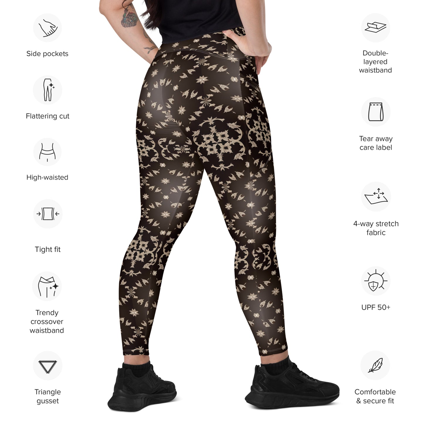 Crossover leggings with pockets