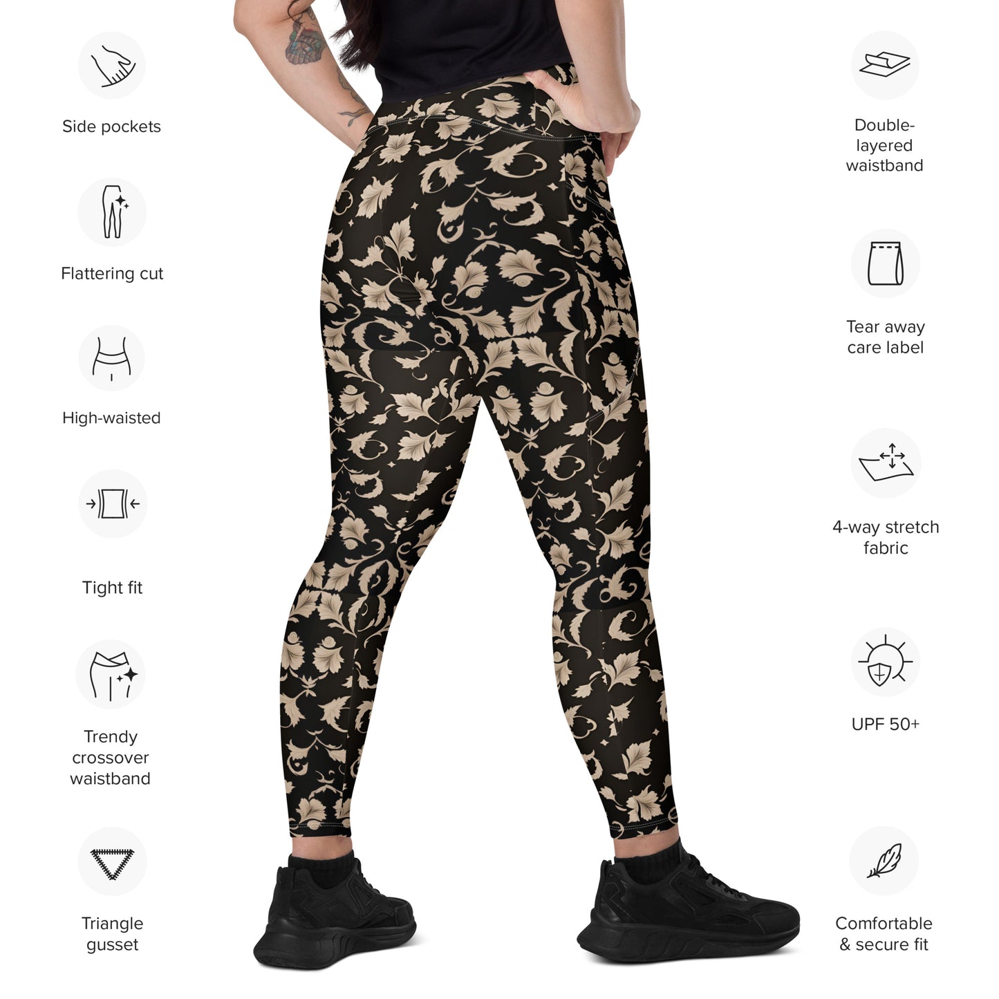 Crossover leggings with pockets