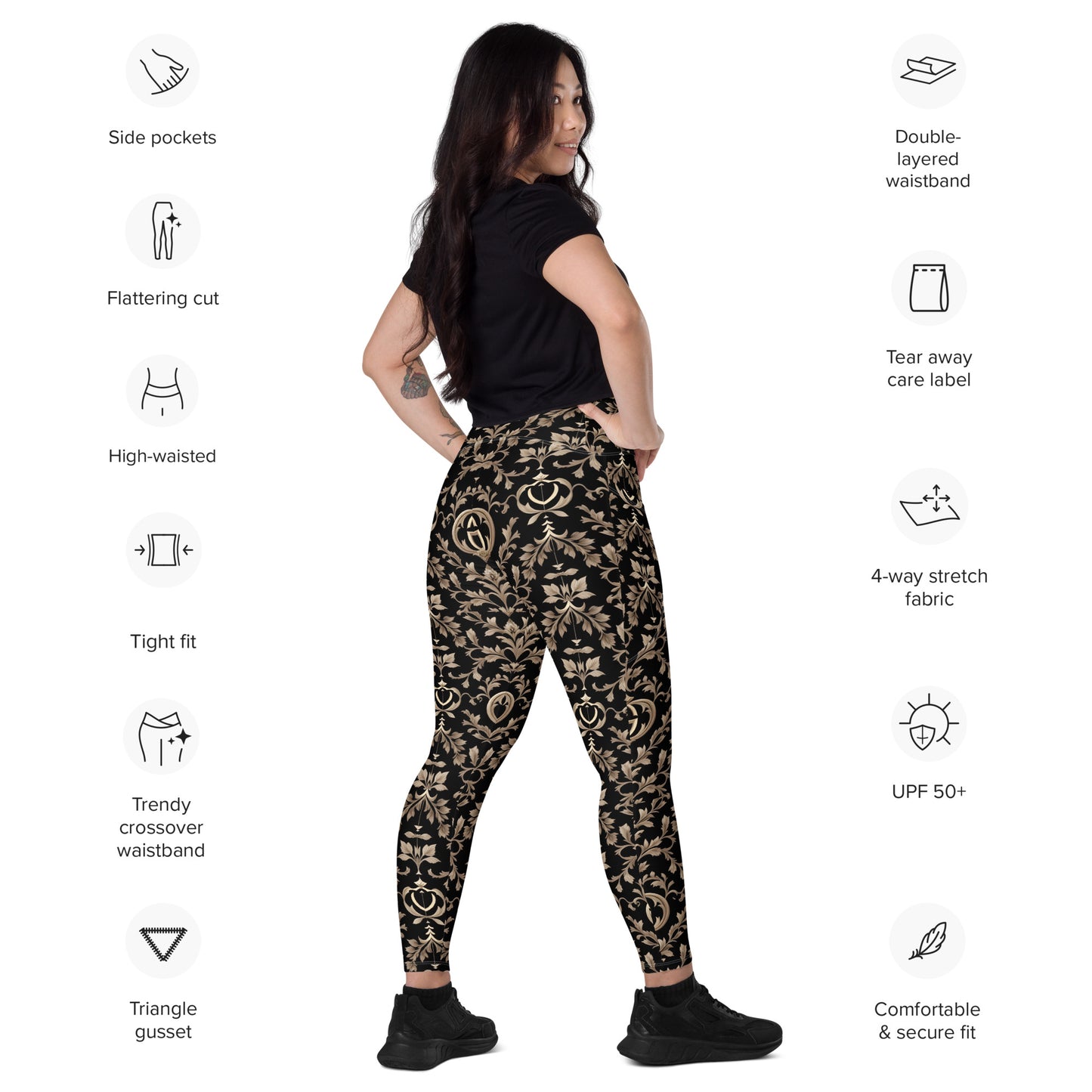 Crossover leggings with pockets