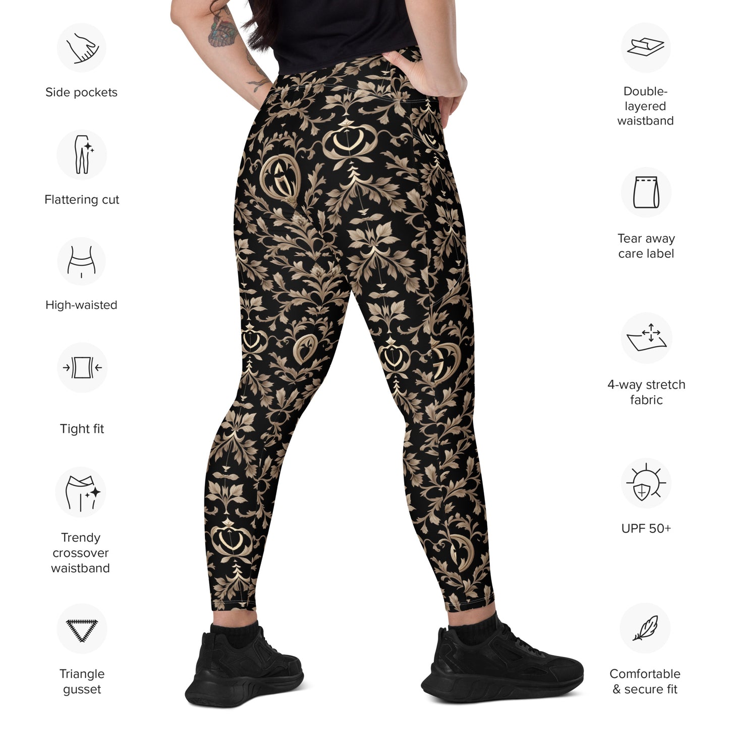 Crossover leggings with pockets