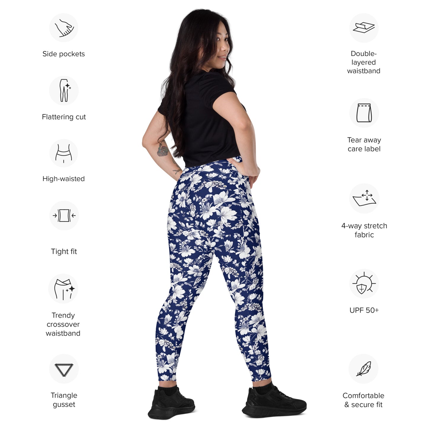 Crossover leggings with pockets