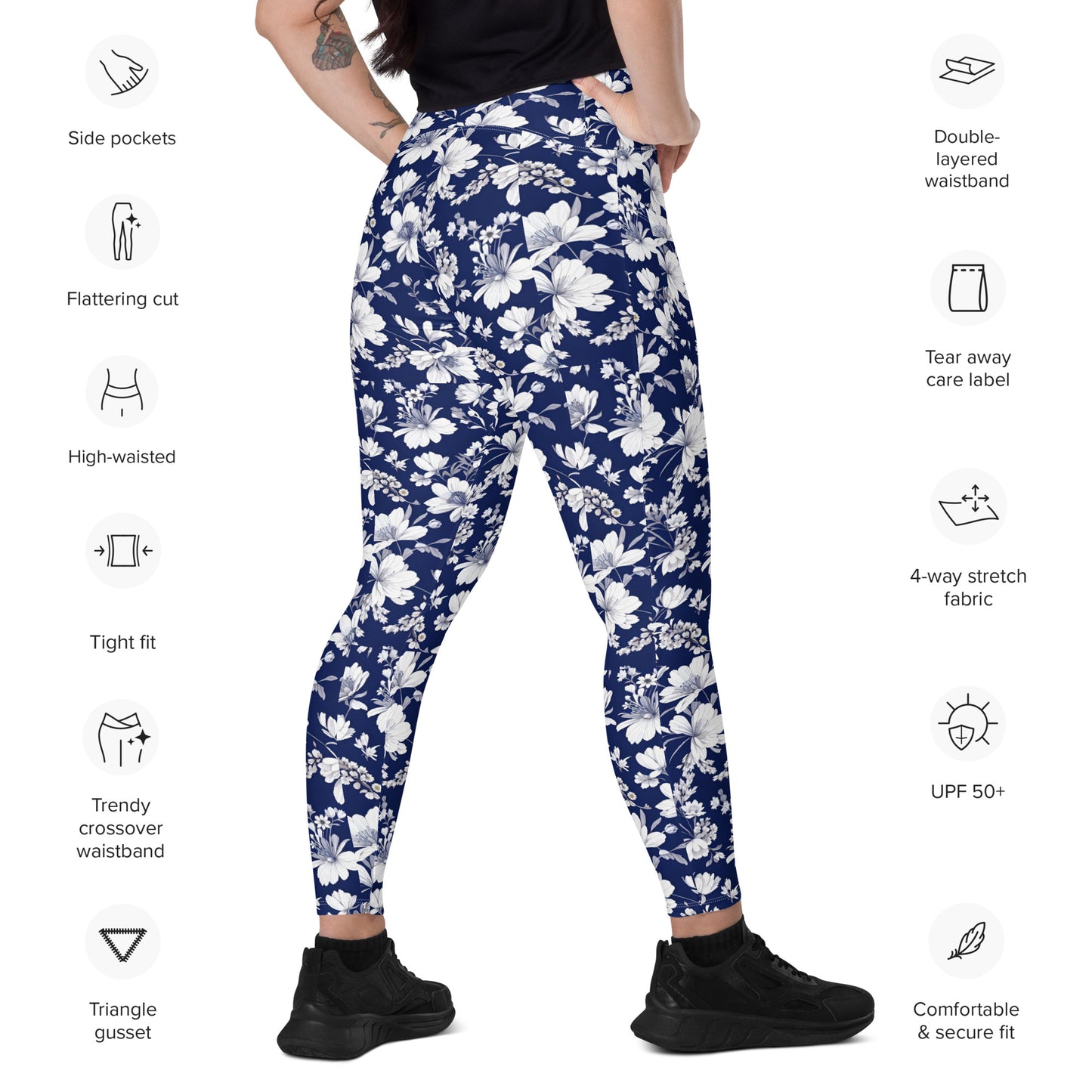 Crossover leggings with pockets