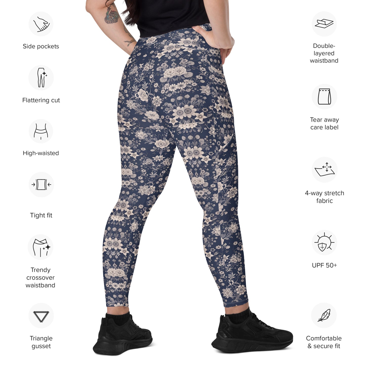 Crossover leggings with pockets