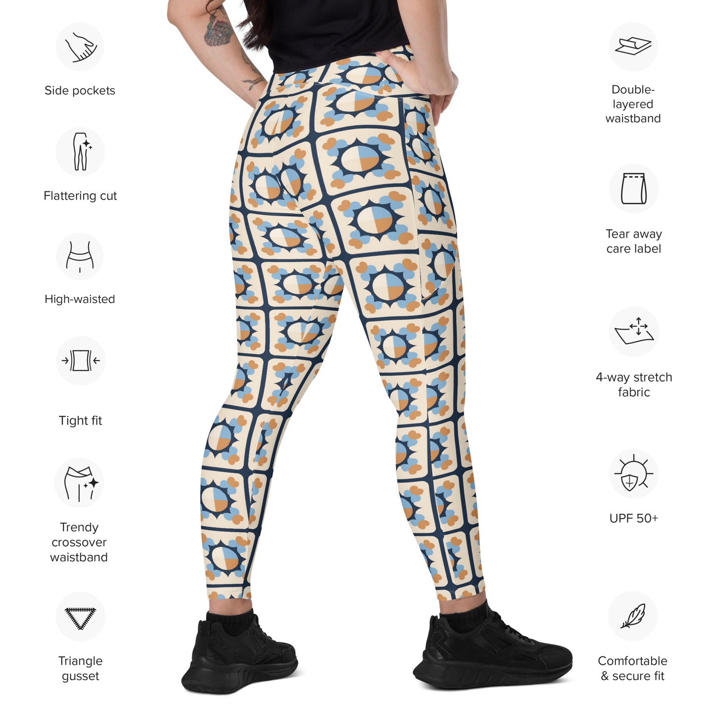 Crossover leggings with pockets