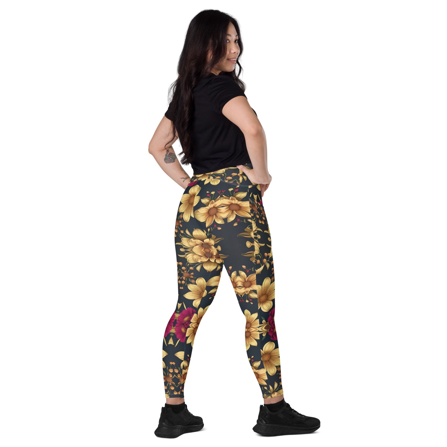 Crossover leggings with pockets