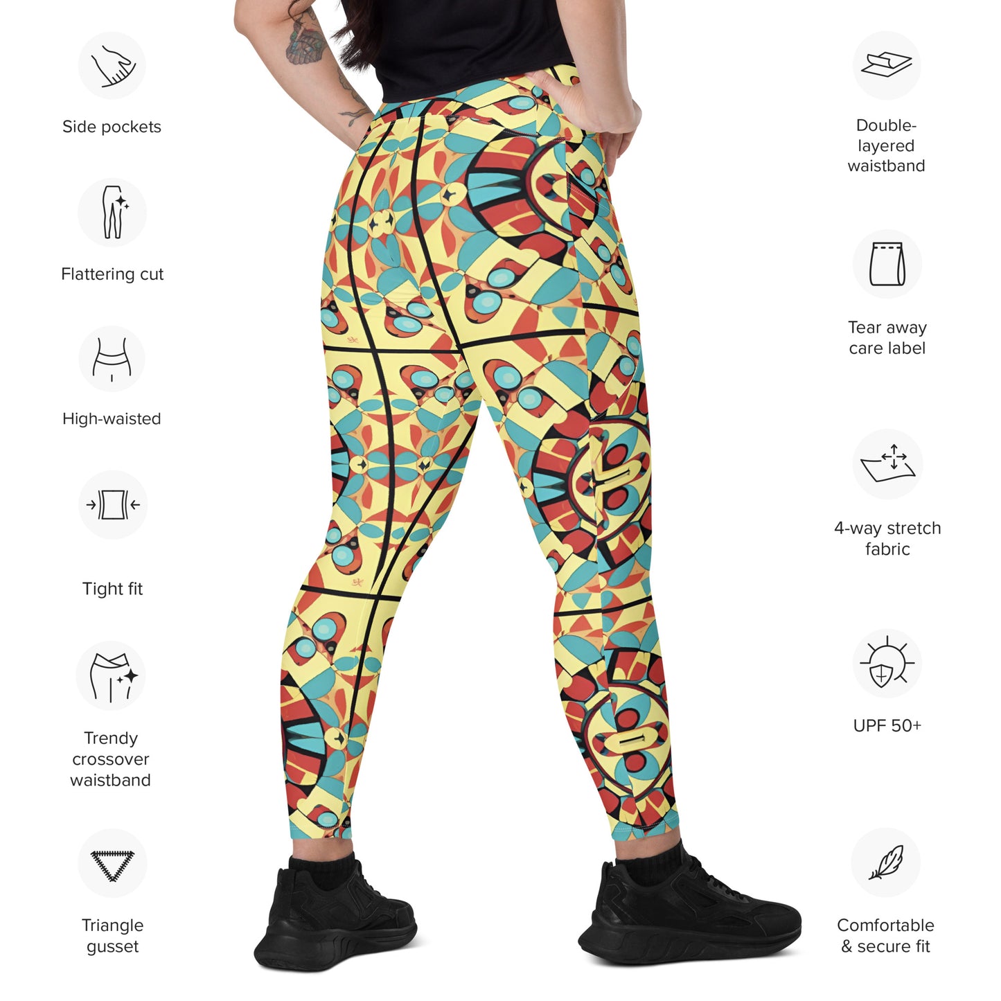 Crossover leggings with pockets