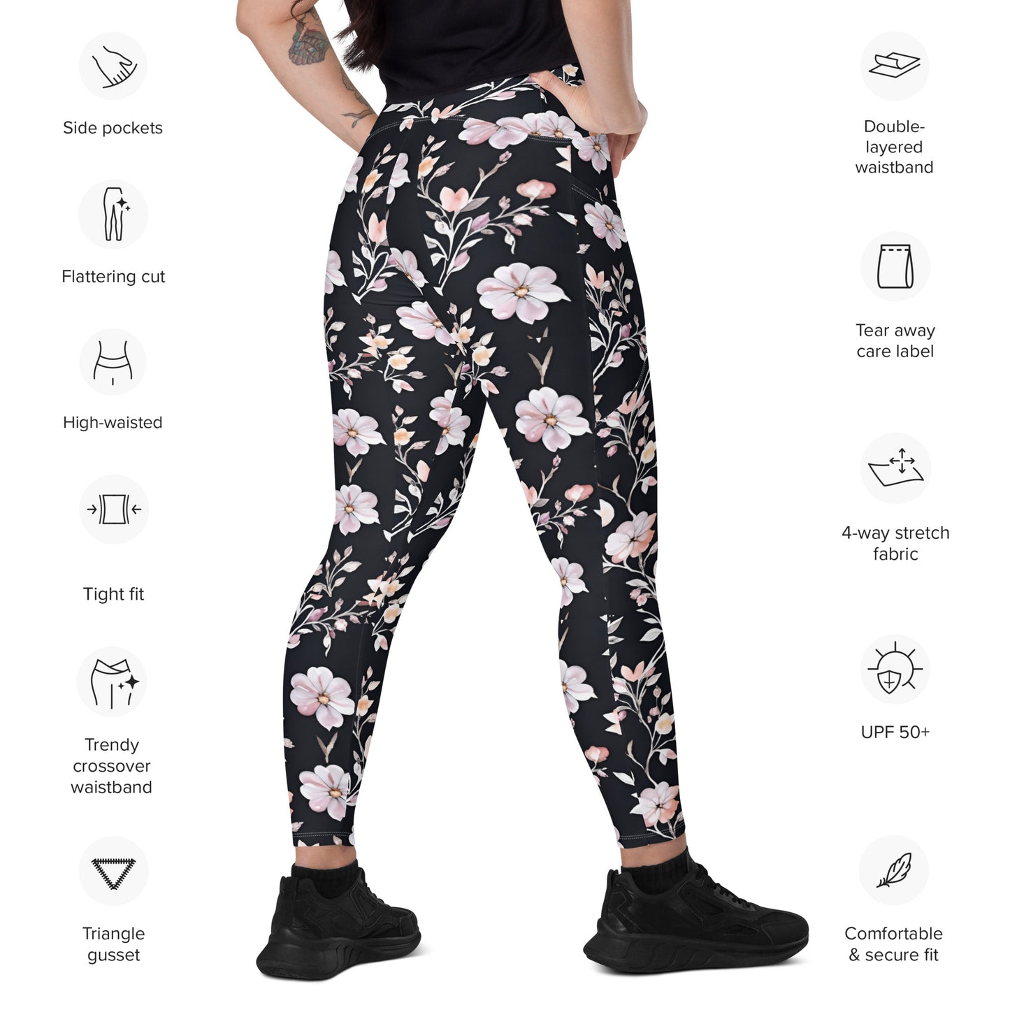 Crossover leggings with pockets