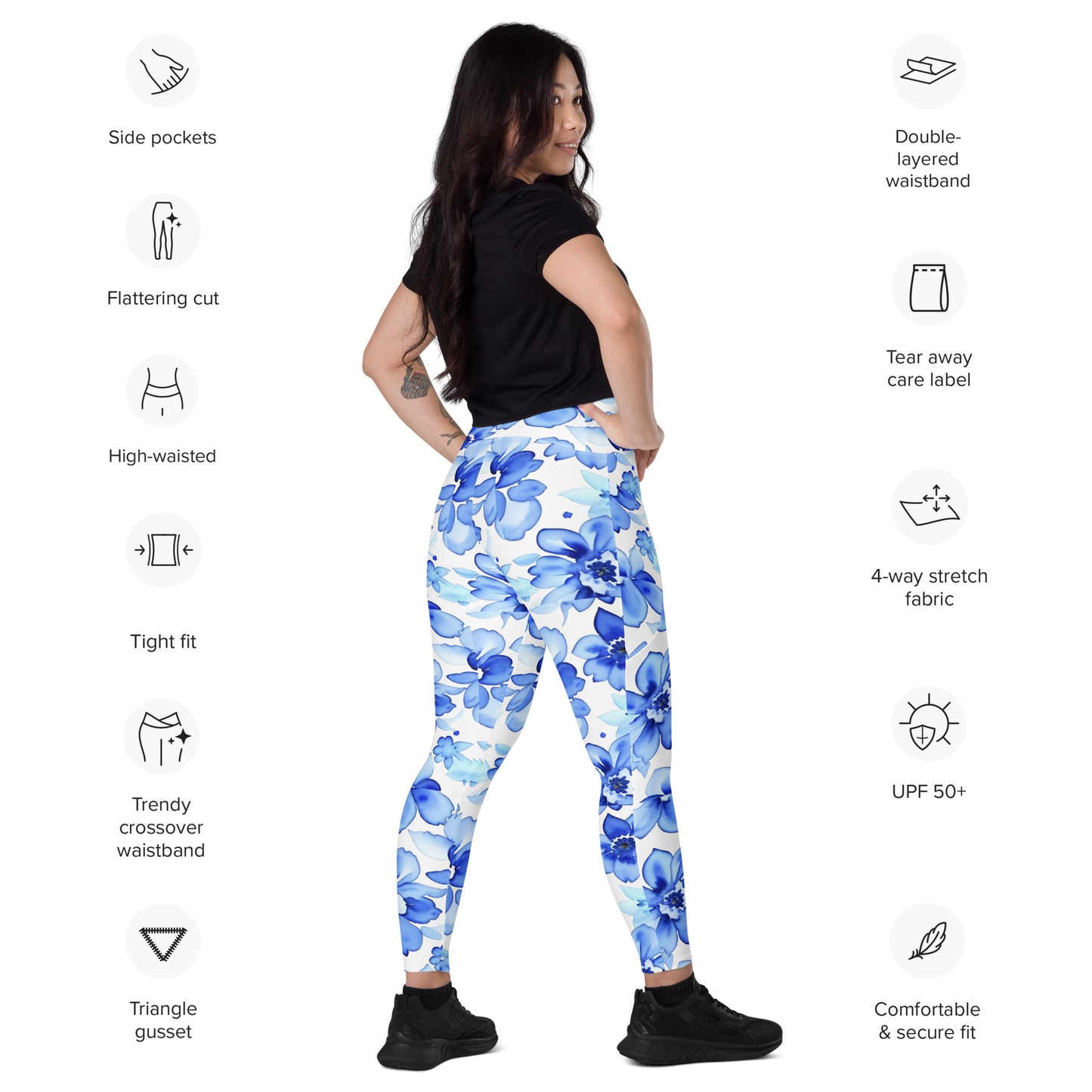 Crossover leggings with pockets