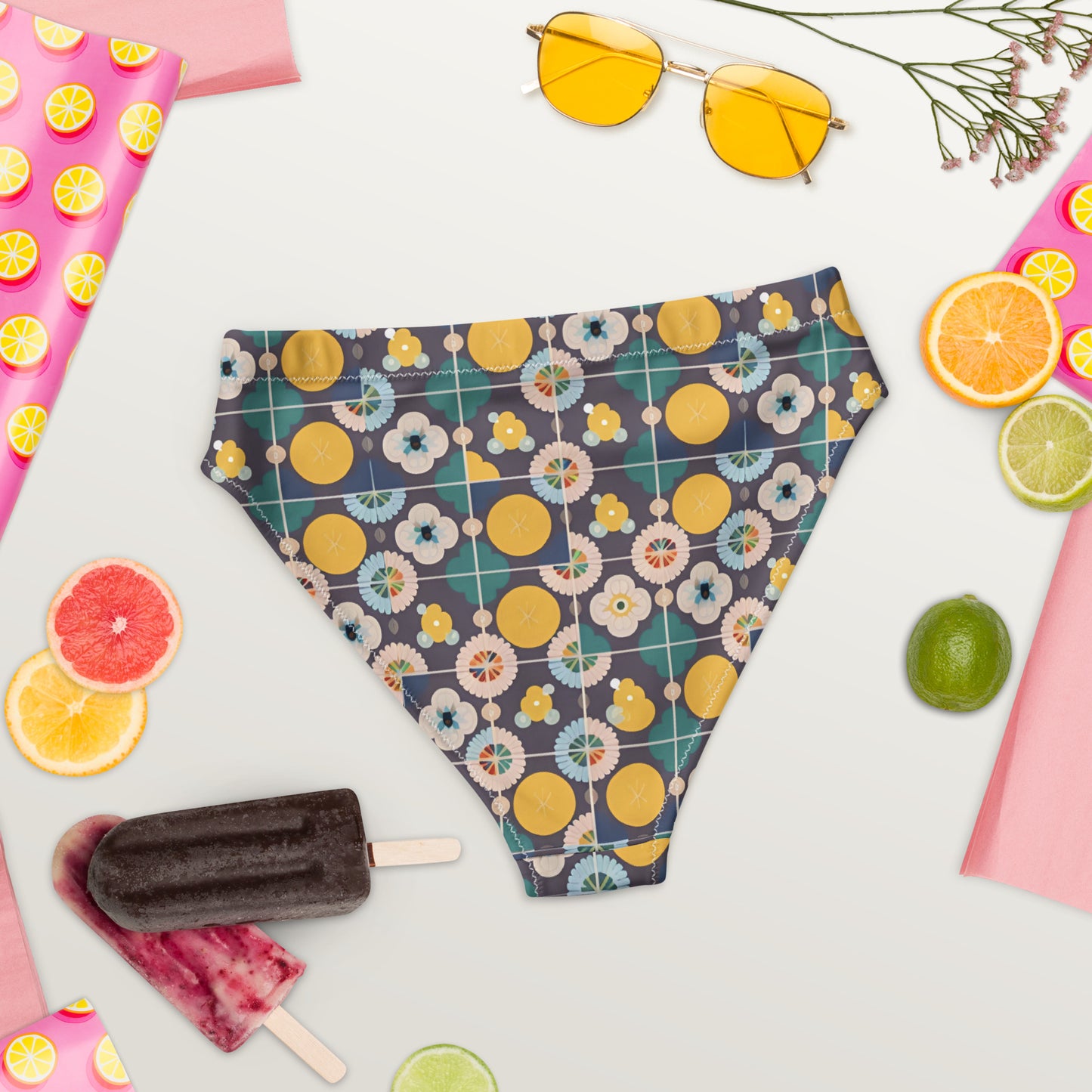 Recycled high-waisted bikini bottom