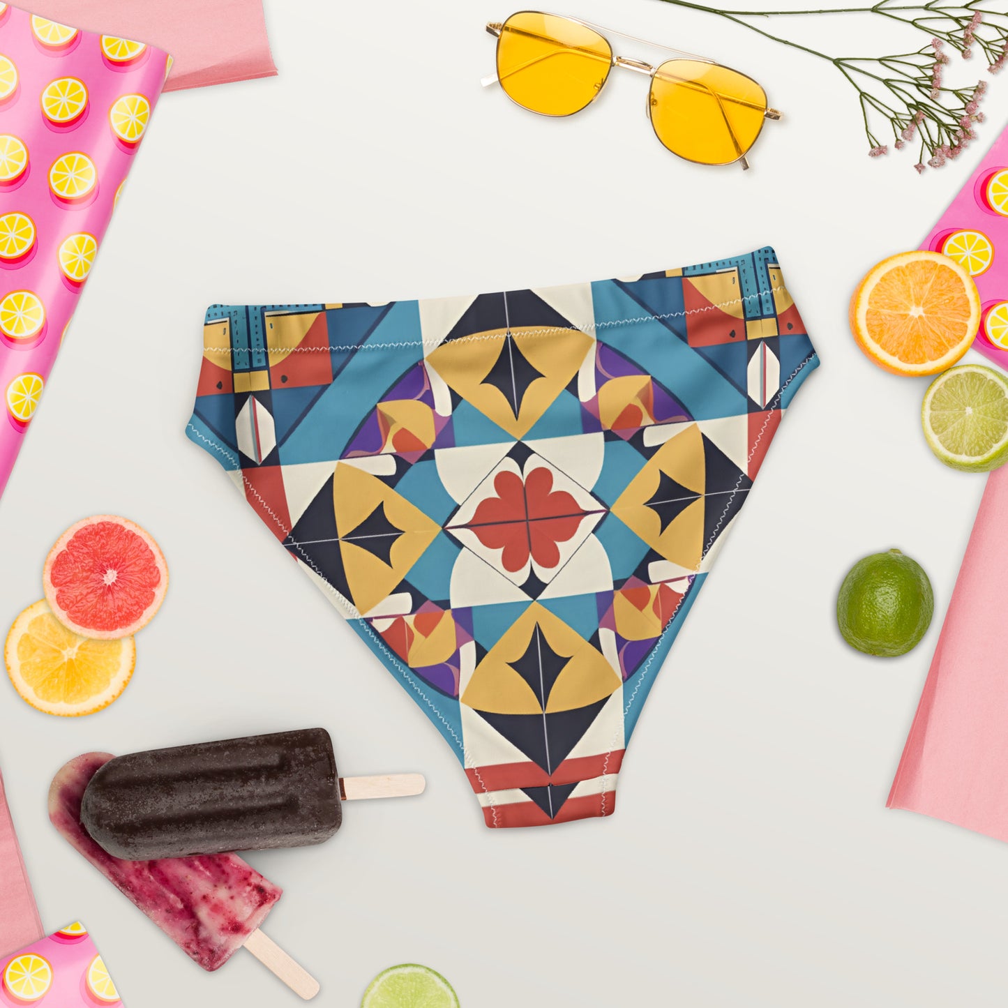 Recycled high-waisted bikini bottom