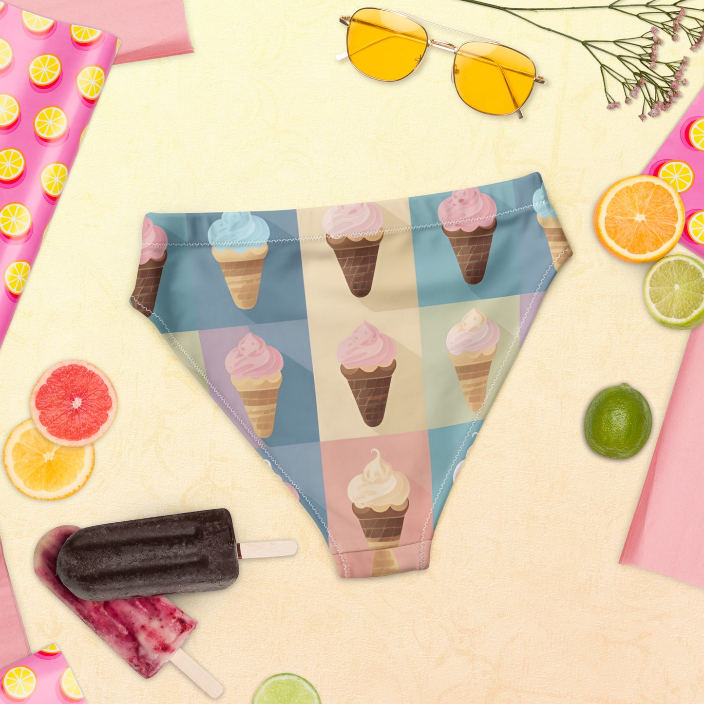 Recycled high-waisted bikini bottom