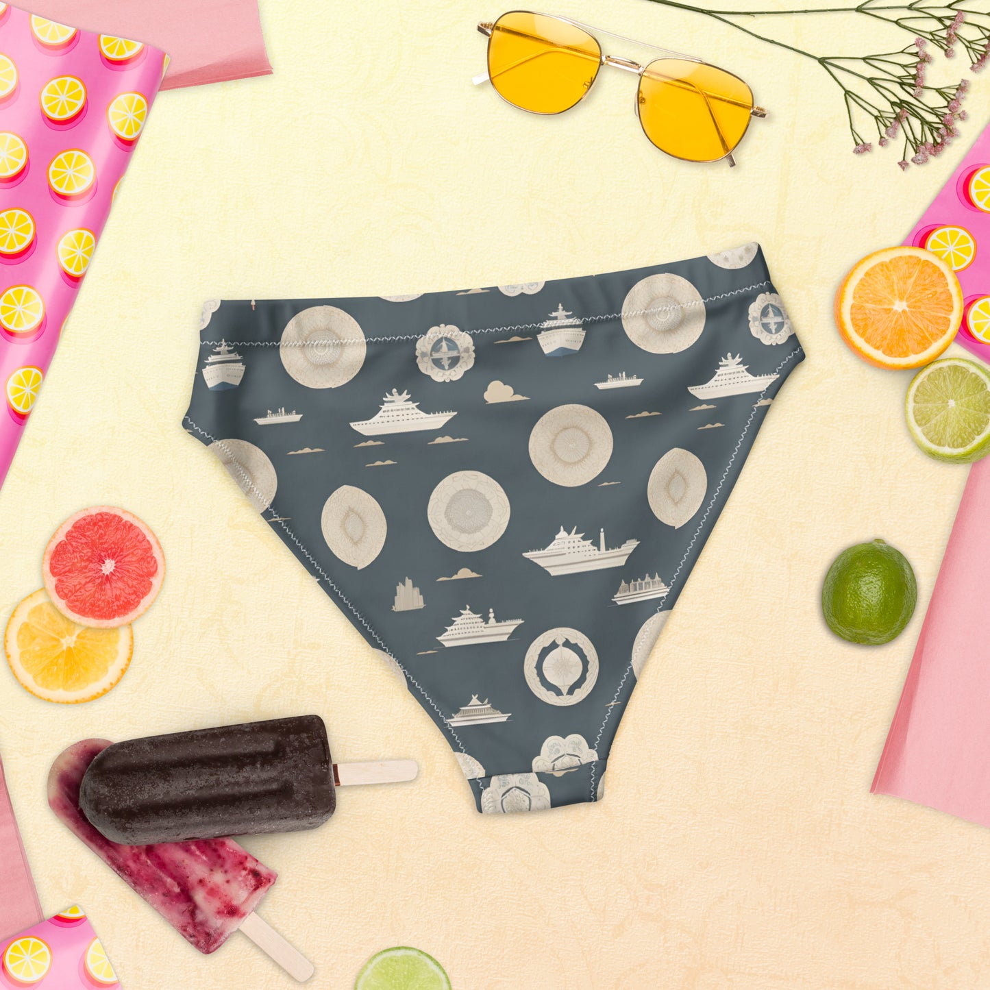 Recycled high-waisted bikini bottom