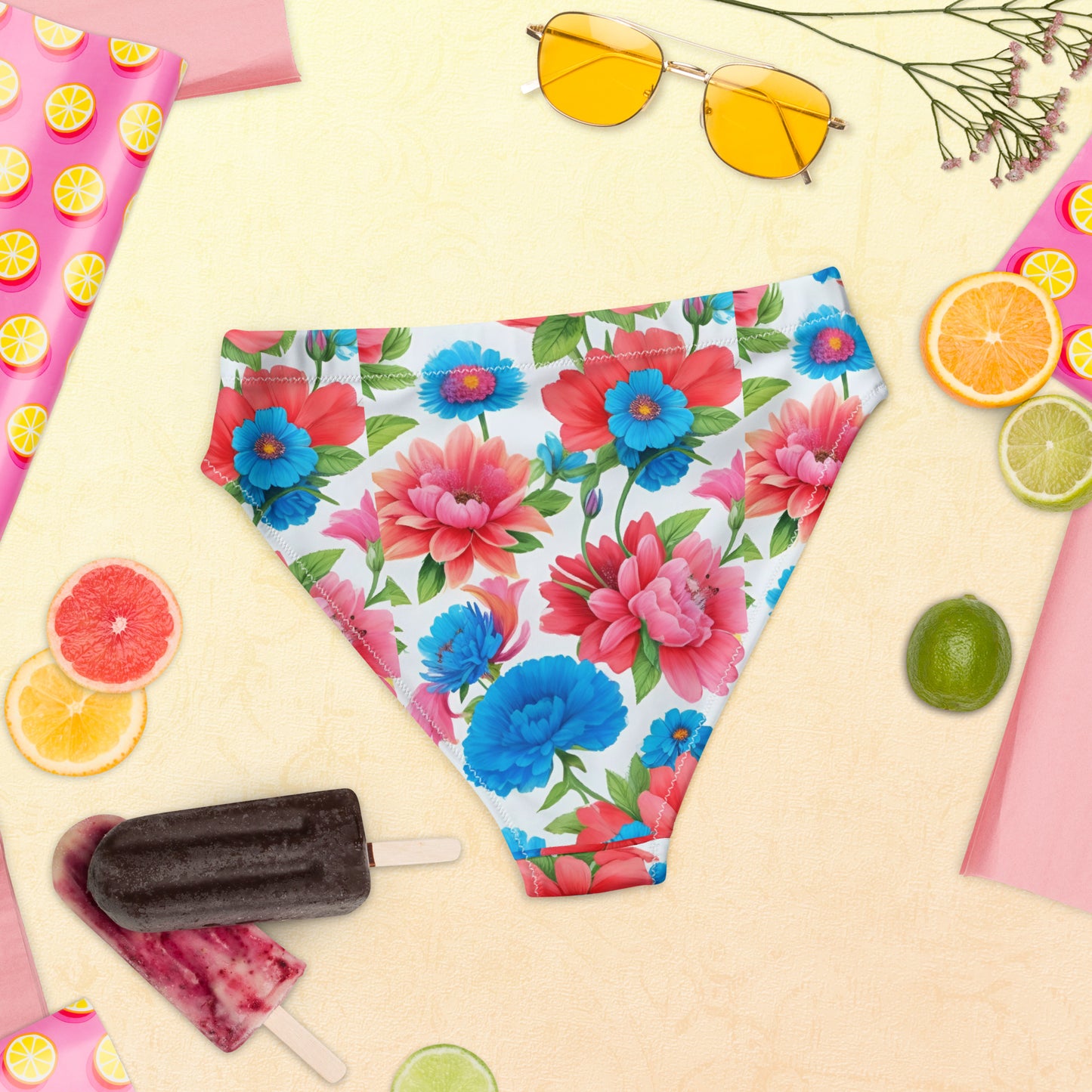 Recycled high-waisted bikini bottom