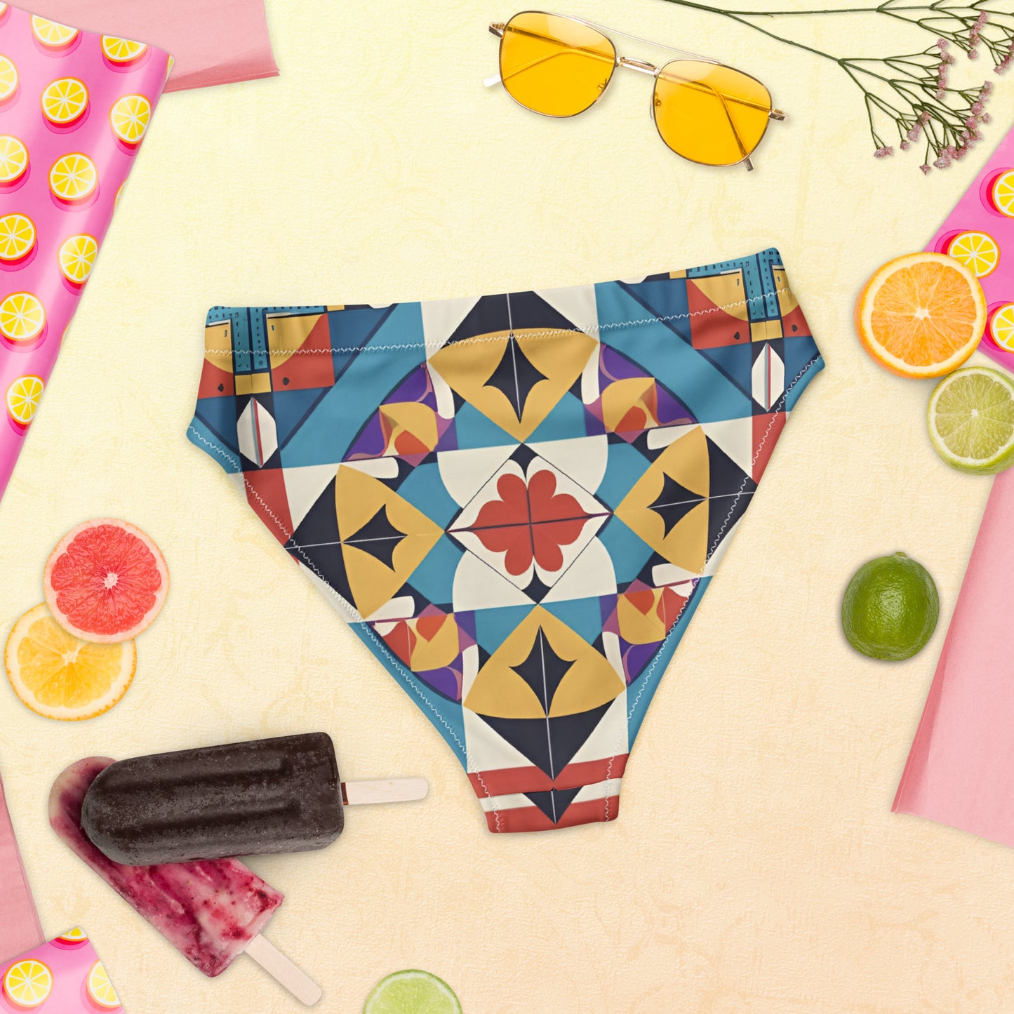 Recycled high-waisted bikini bottom