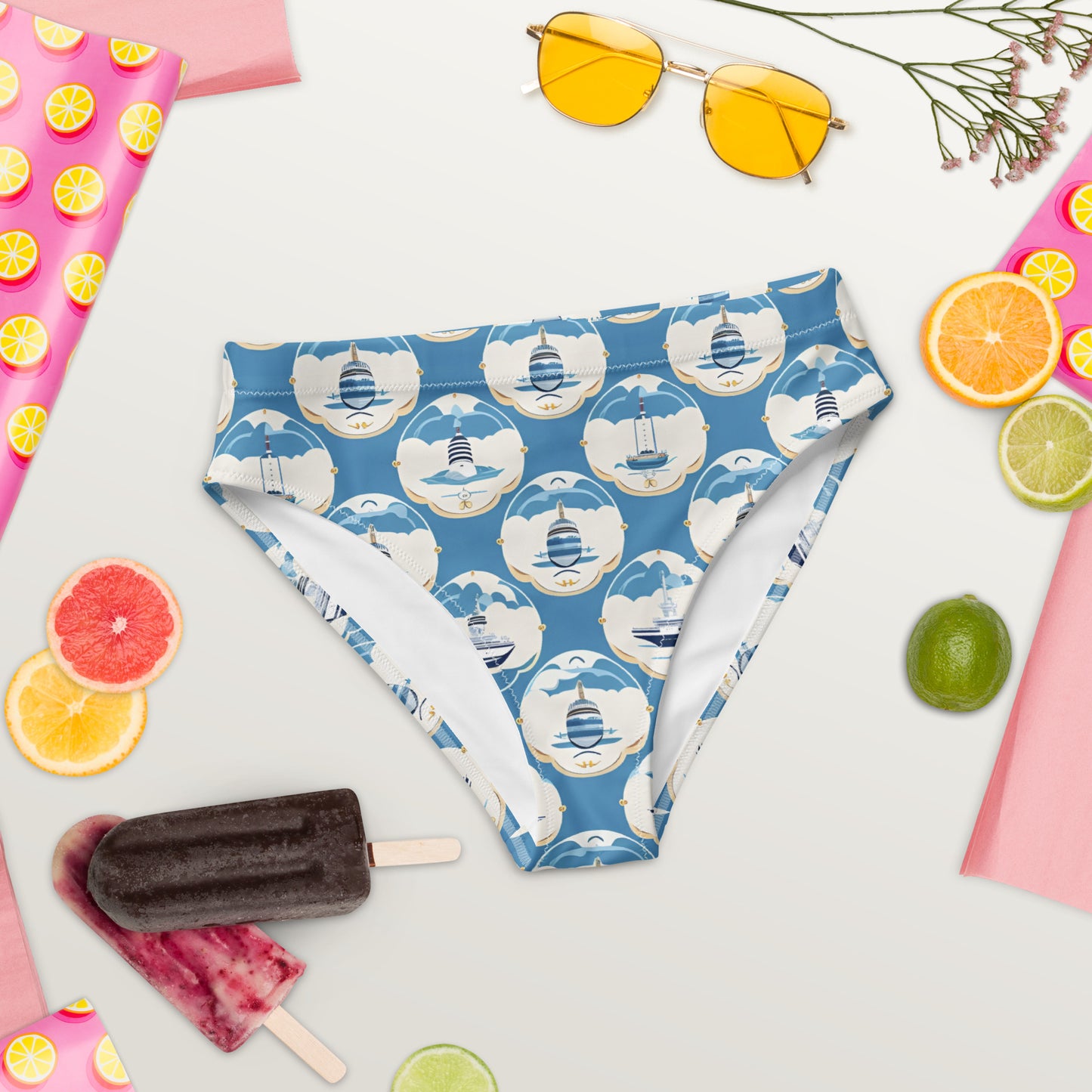 Recycled high-waisted bikini bottom