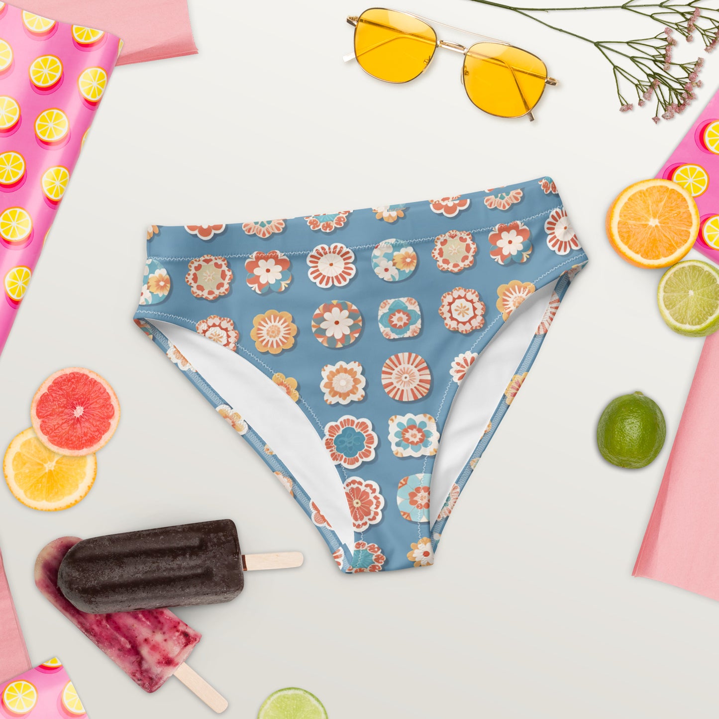 Recycled high-waisted bikini bottom