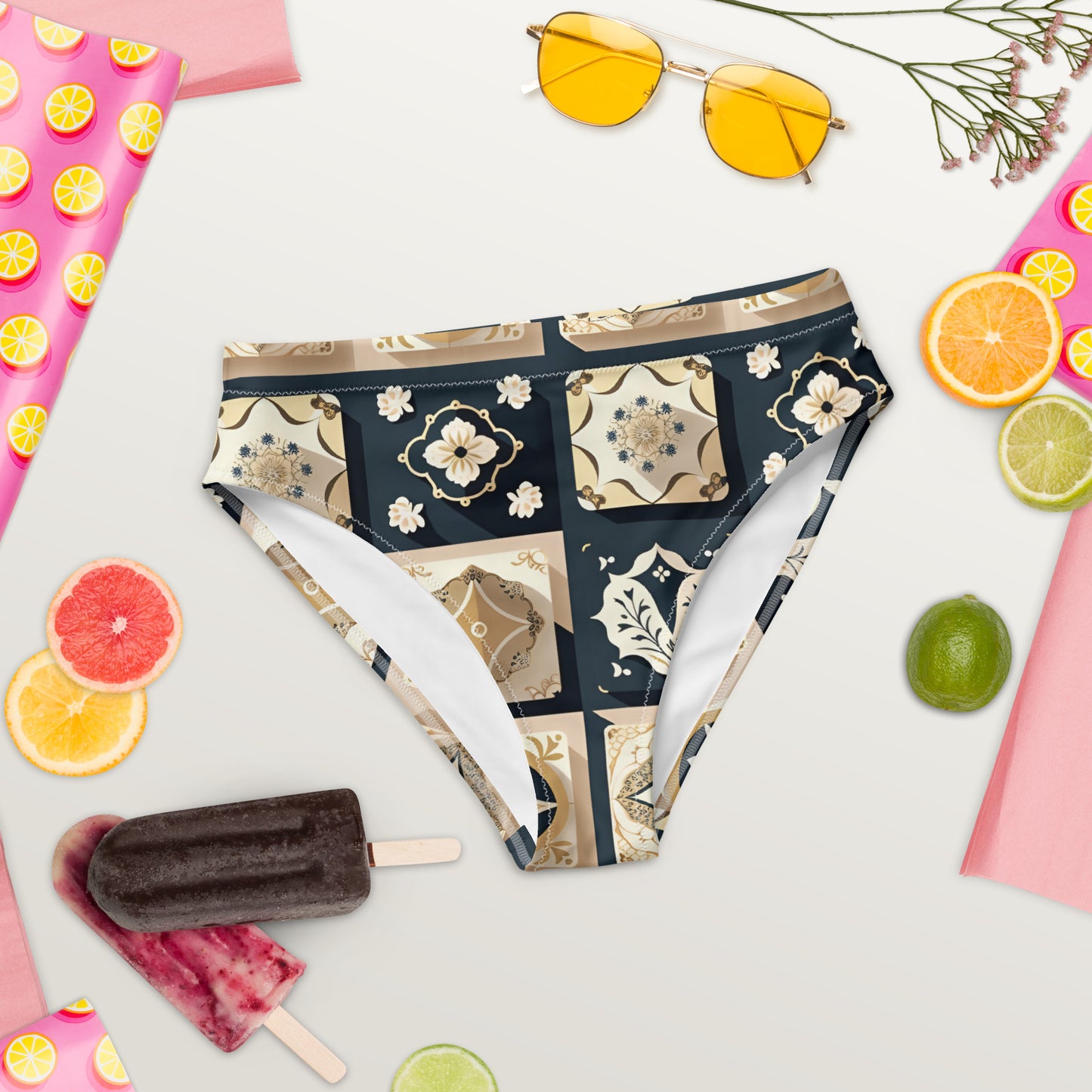 Recycled high-waisted bikini bottom